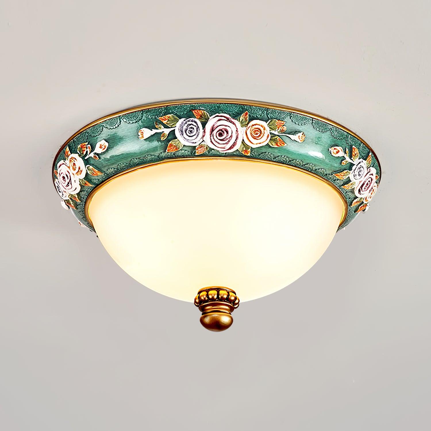 Cexora Pastoral Bowl Resin Glass Ceiling Light-Neutral Decor