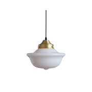 Pathson Pendant Light with a white glass shade and brass details.