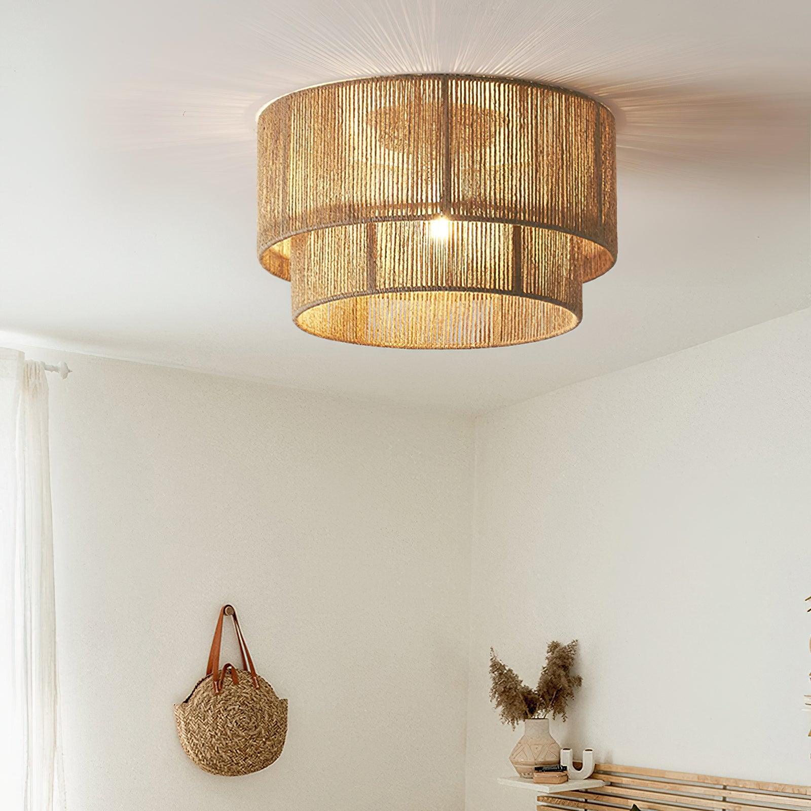 Casora Classic Art Natural Rope Ceiling Light-Neutral Decor