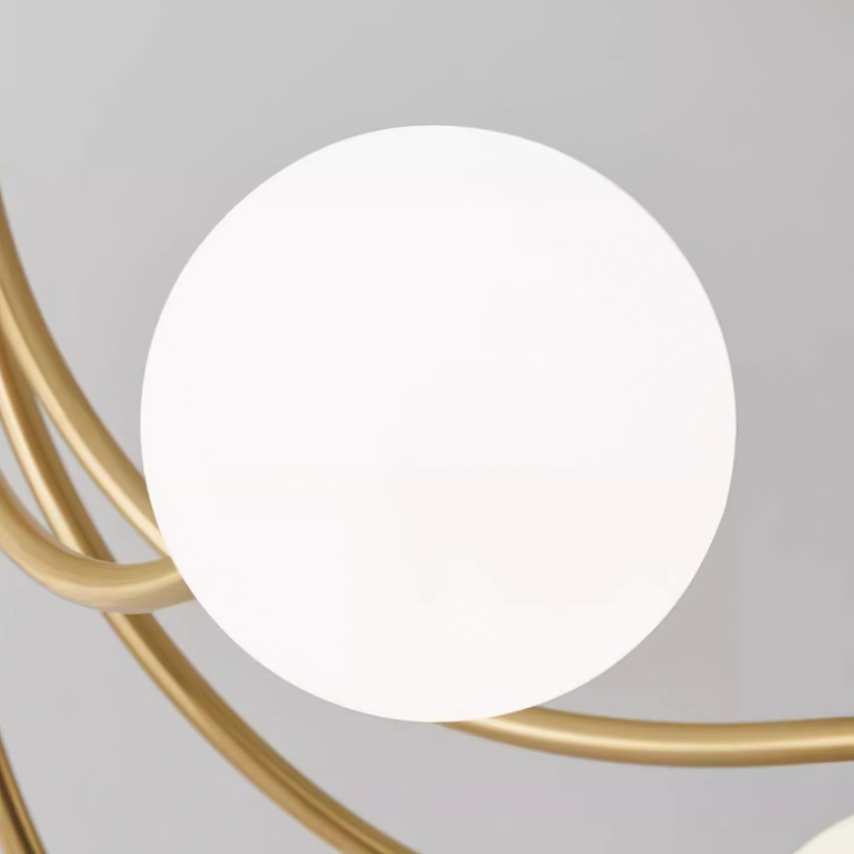 Ceiling Light Brass Branching Arms Opal Globe Shades Modern Elegant