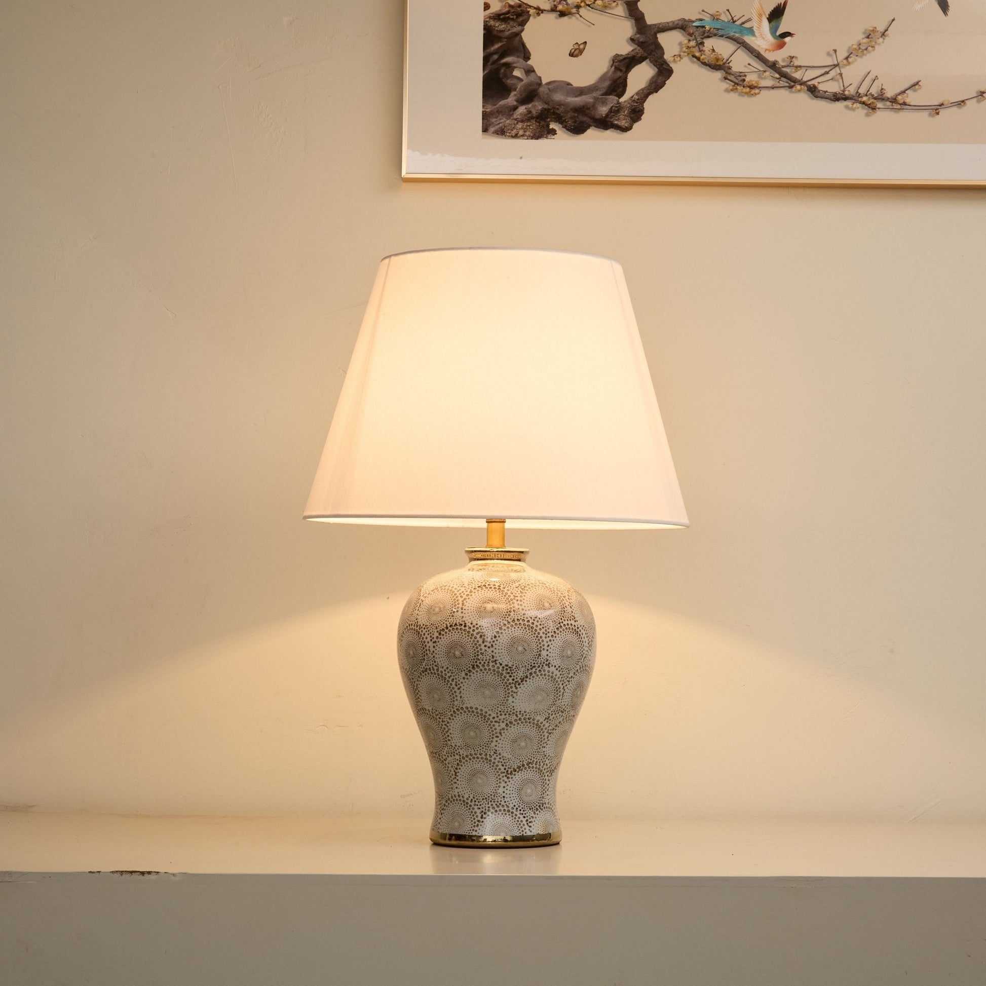 Patterned Ceramic Vase Table Lamp-Neutral Decor