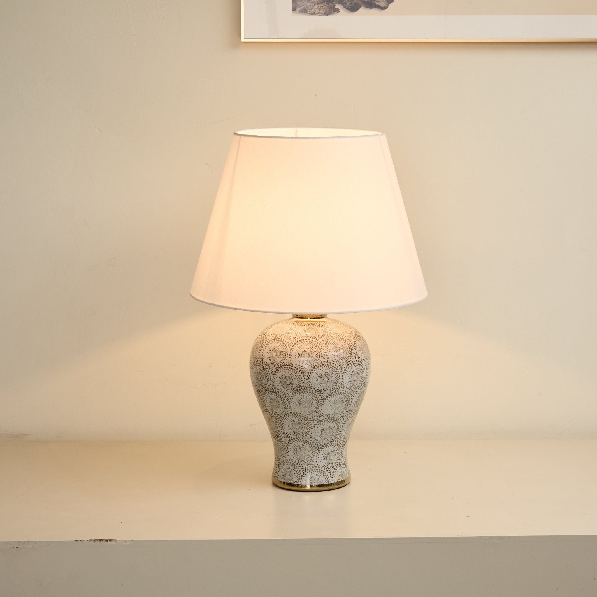 Patterned Ceramic Vase Table Lamp-Neutral Decor