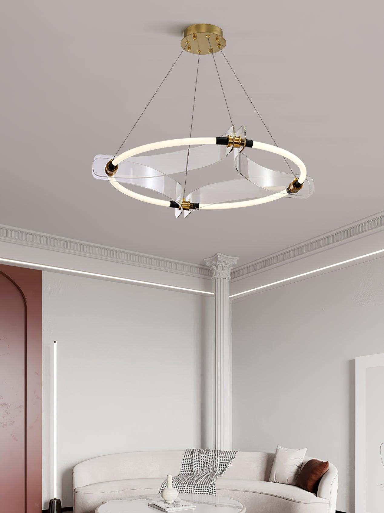 Lustra Chandelier Acrylic Gold Dining-Neutral Decor