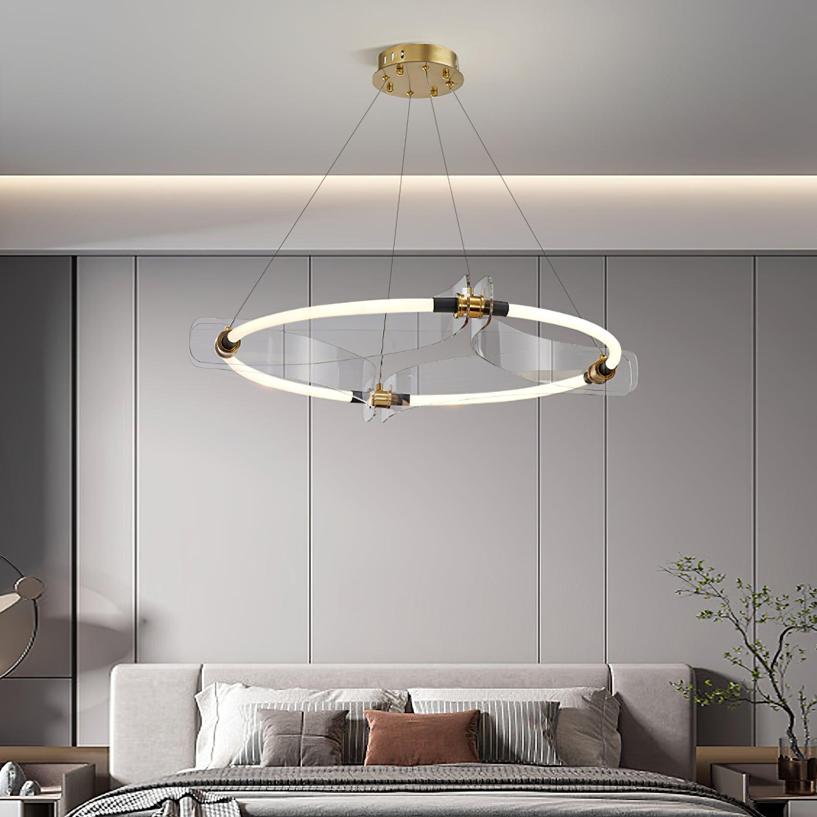Lustra Chandelier Acrylic Gold Dining-Neutral Decor