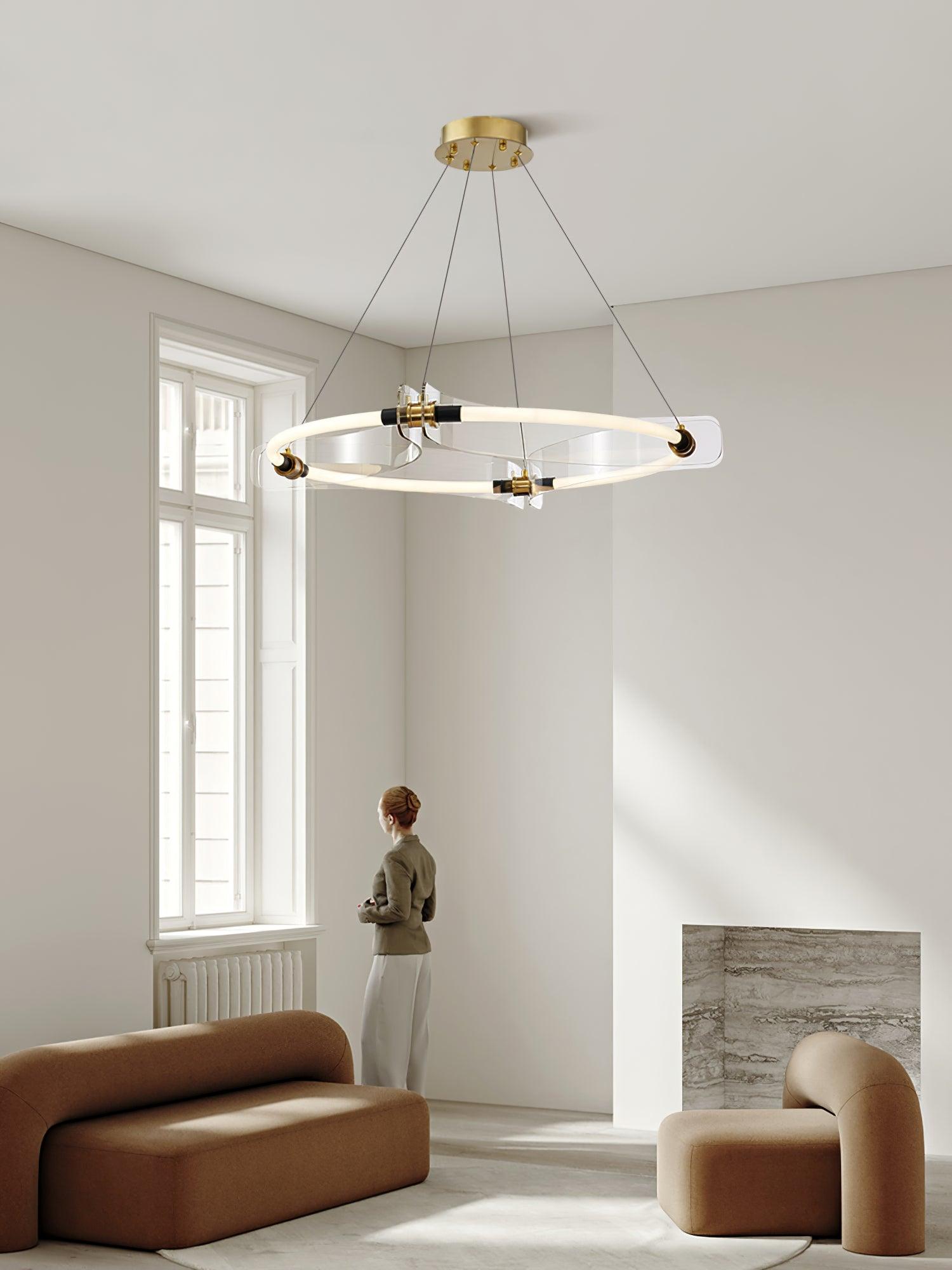 Lustra Chandelier Acrylic Gold Dining-Neutral Decor
