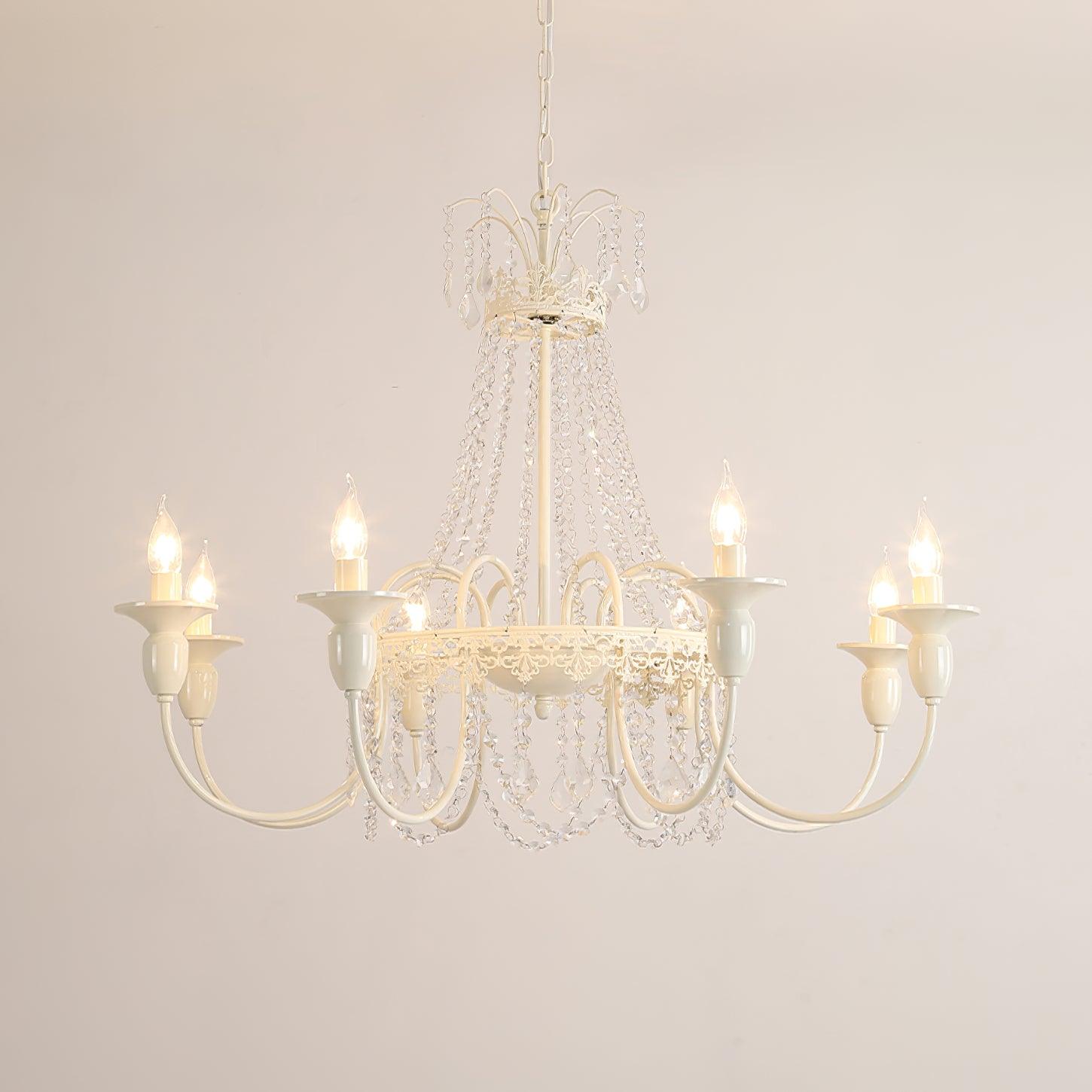Lustra Chandelier Crystal Tassels-Neutral Decor