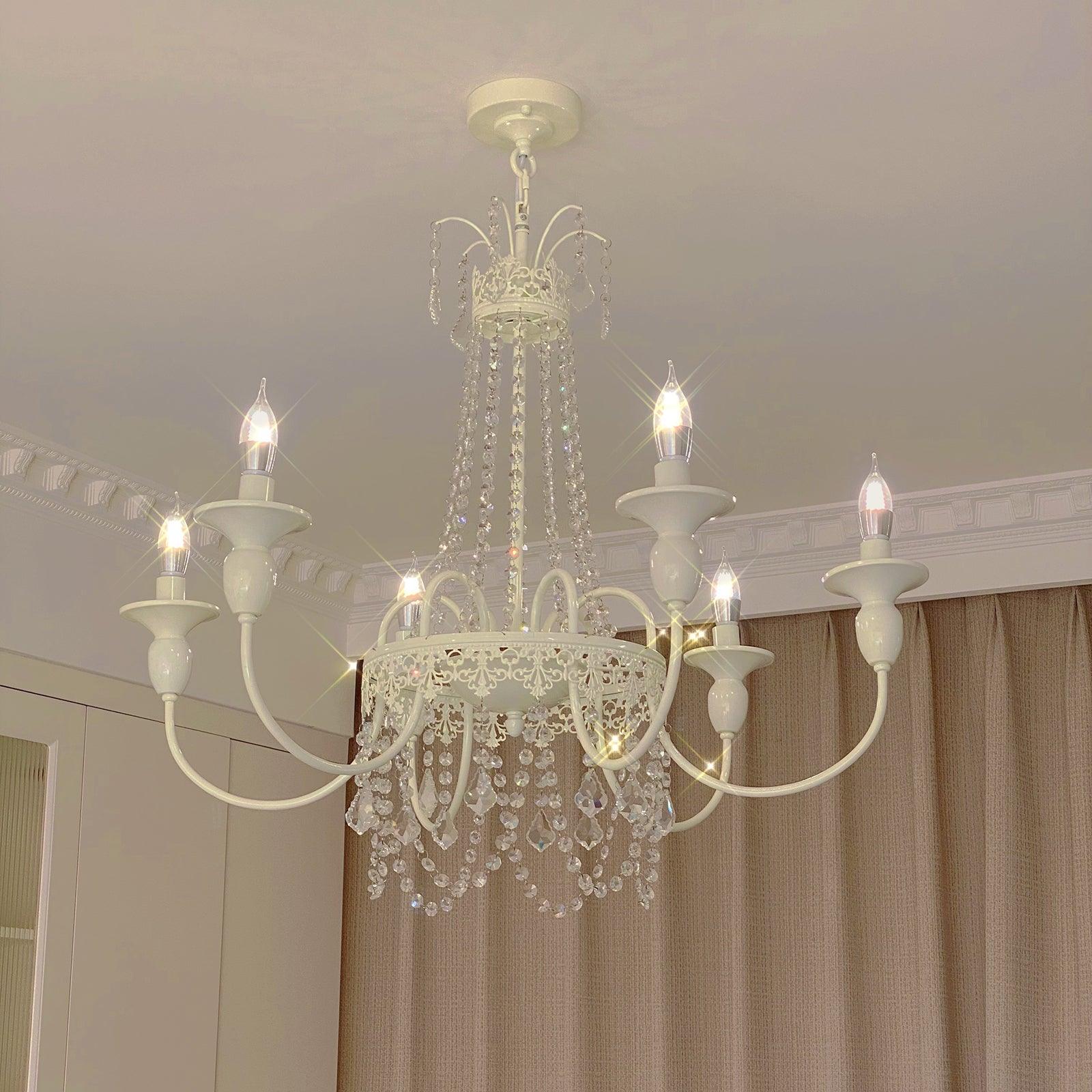 Lustra Chandelier Crystal Tassels-Neutral Decor