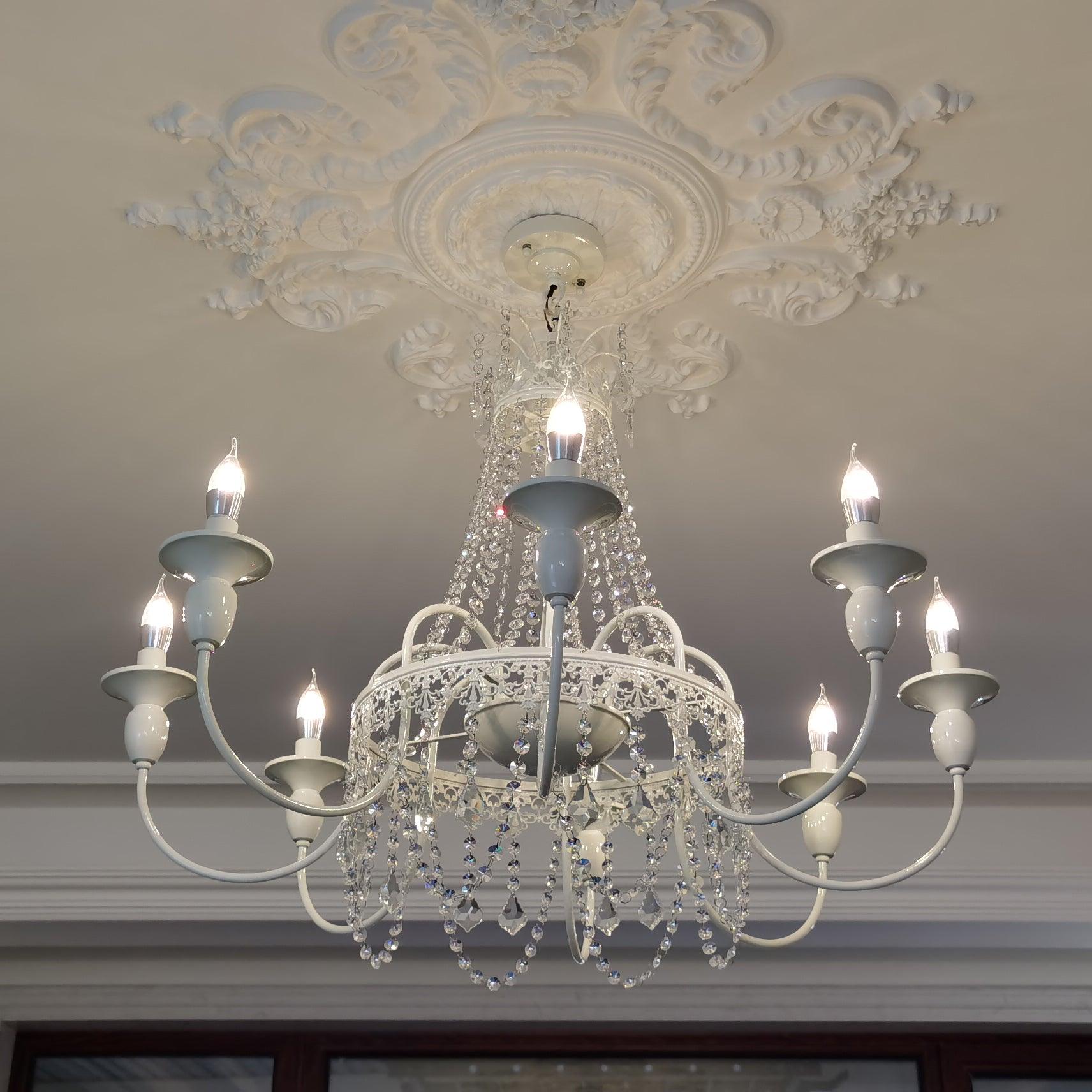 Lustra Chandelier Crystal Tassels-Neutral Decor