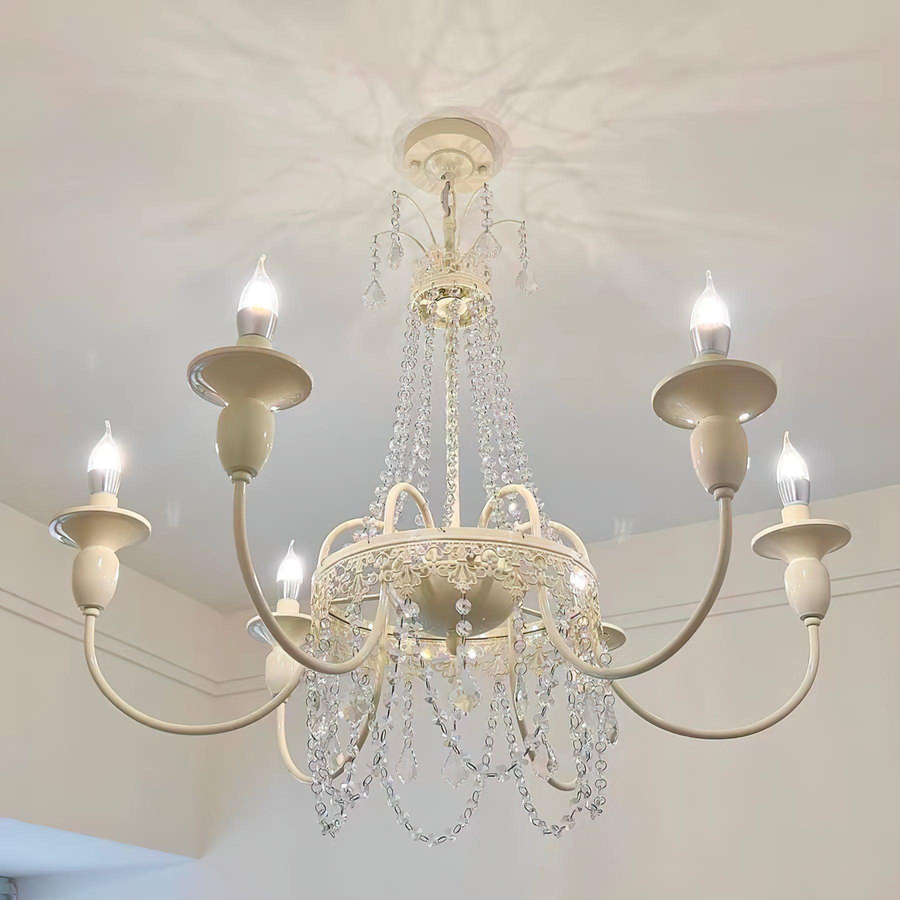 Lustra Chandelier Crystal Tassels-Neutral Decor