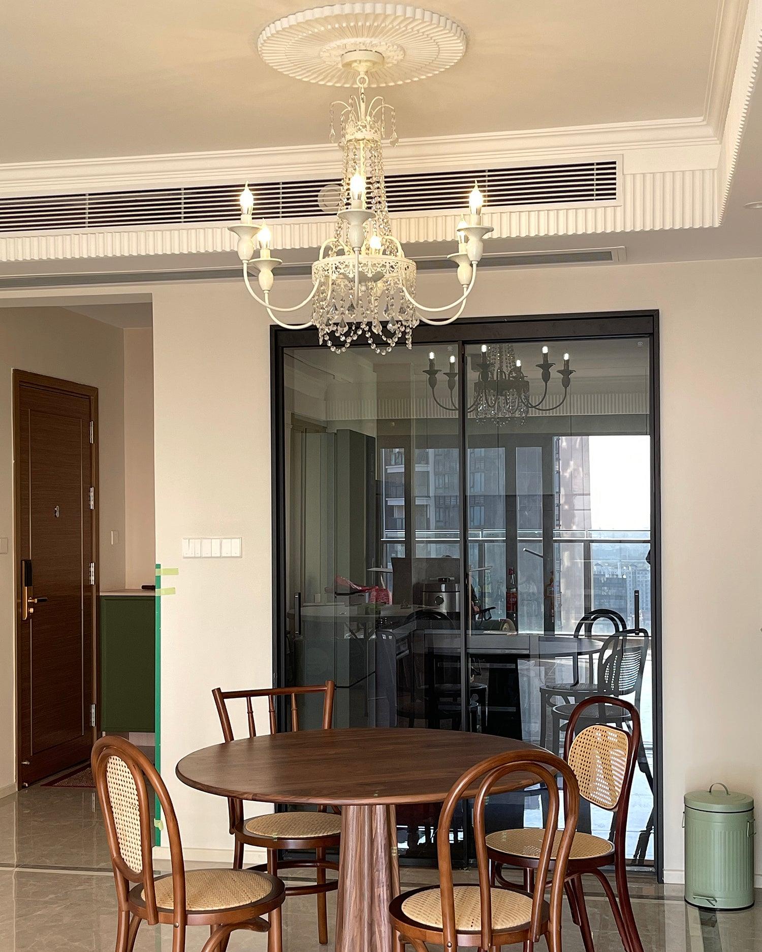 Lustra Chandelier Crystal Tassels-Neutral Decor
