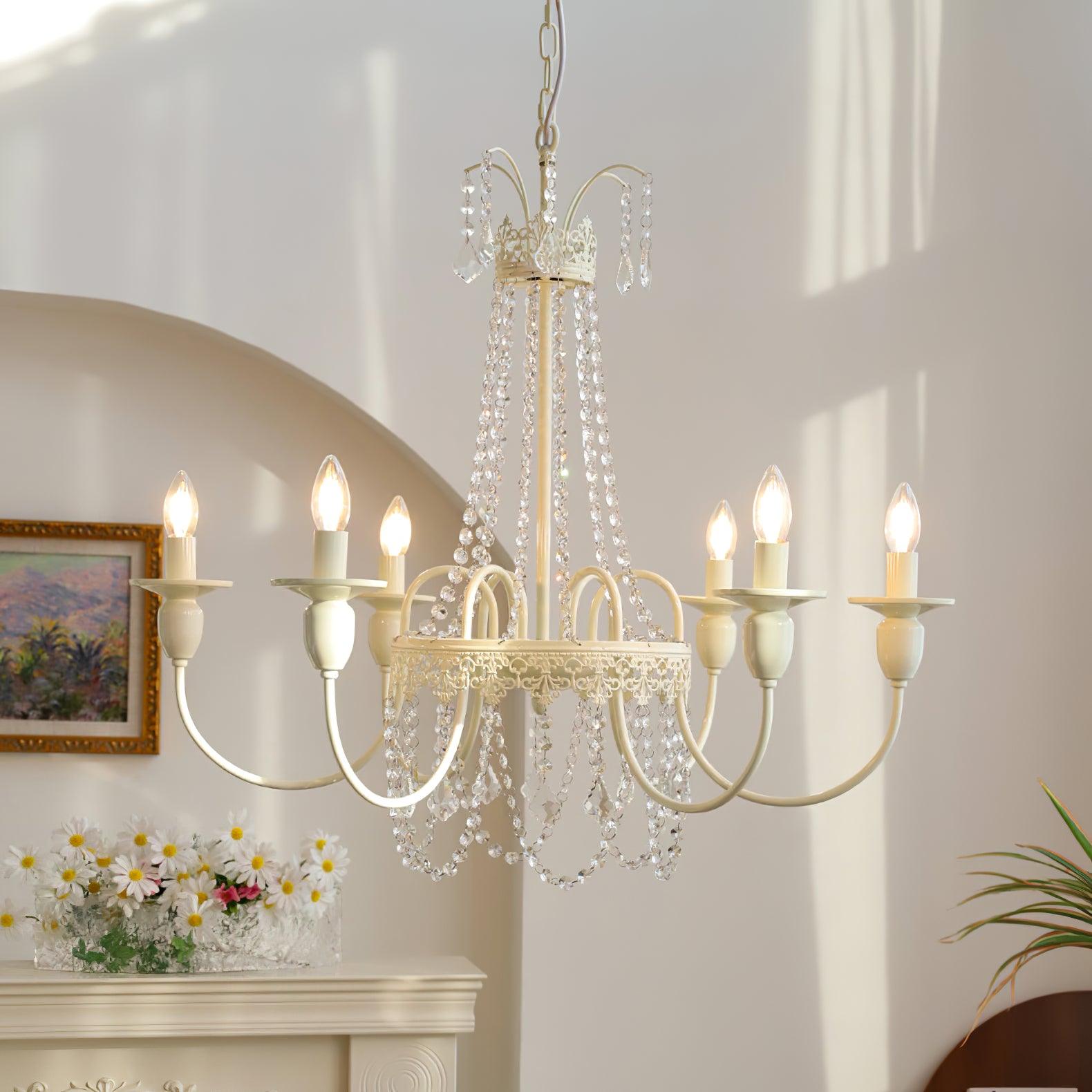 Lustra Chandelier Crystal Tassels-Neutral Decor