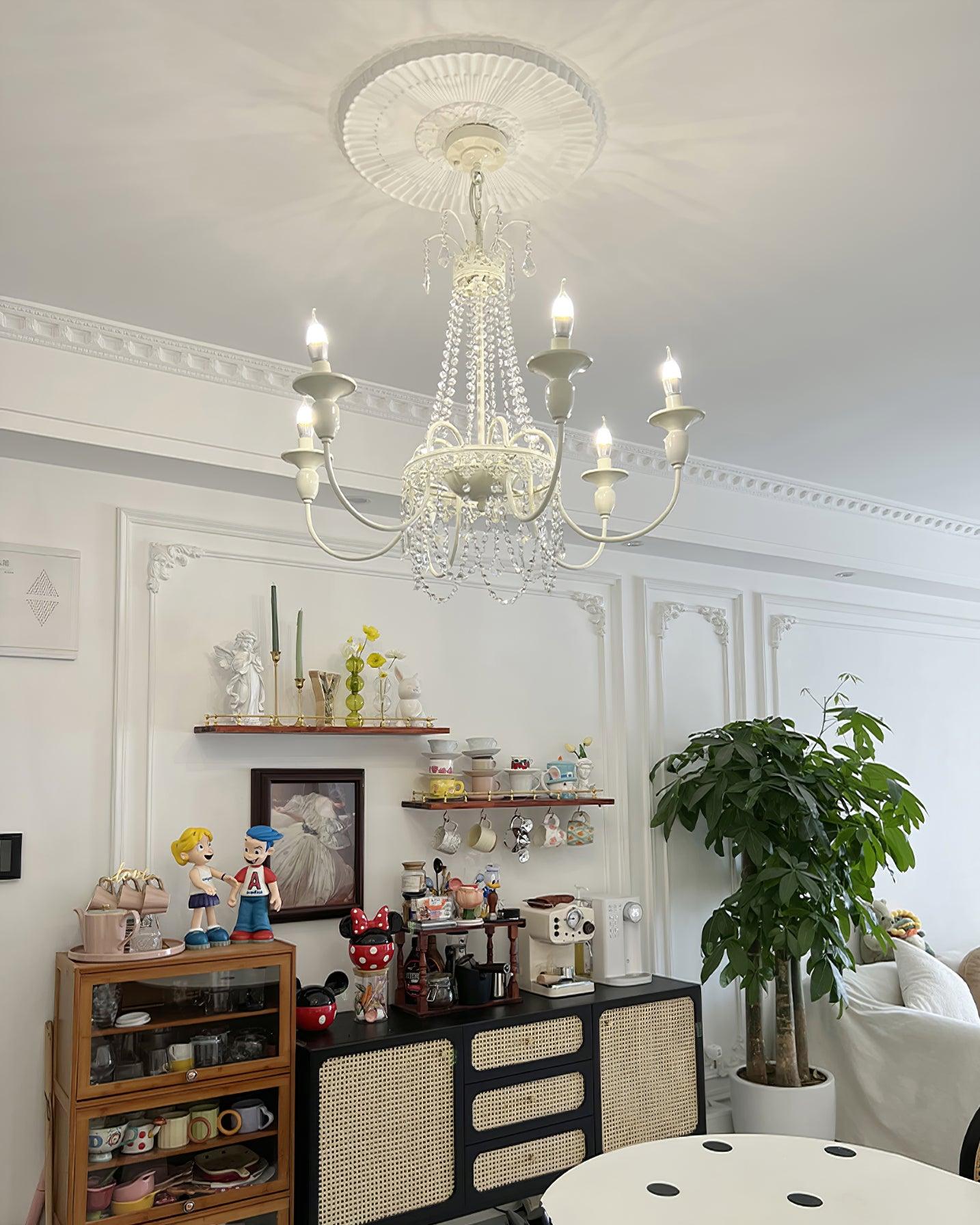 Lustra Chandelier Crystal Tassels-Neutral Decor