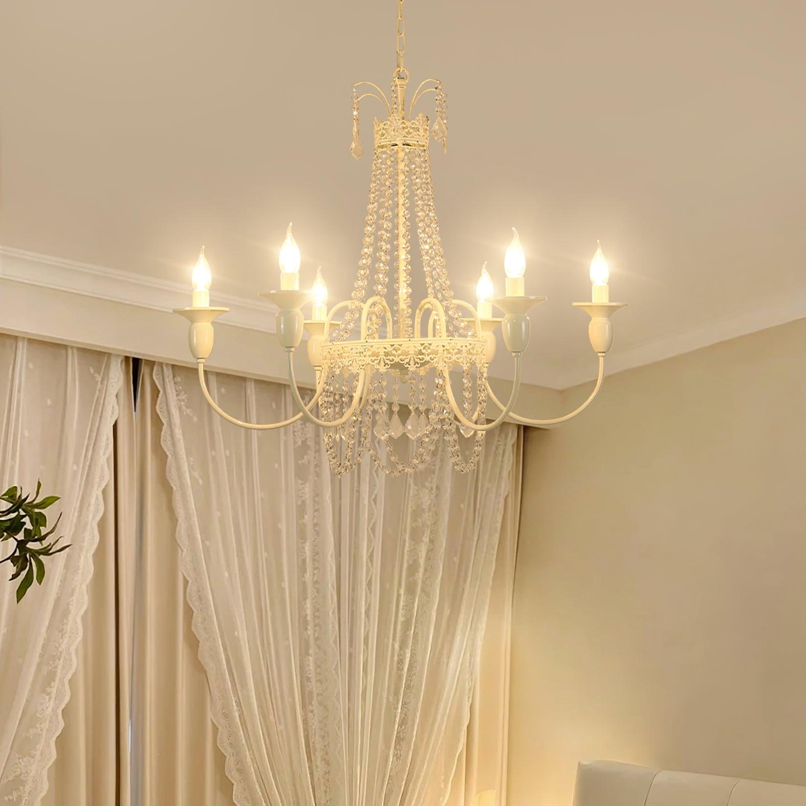 Lustra Chandelier Crystal Tassels-Neutral Decor