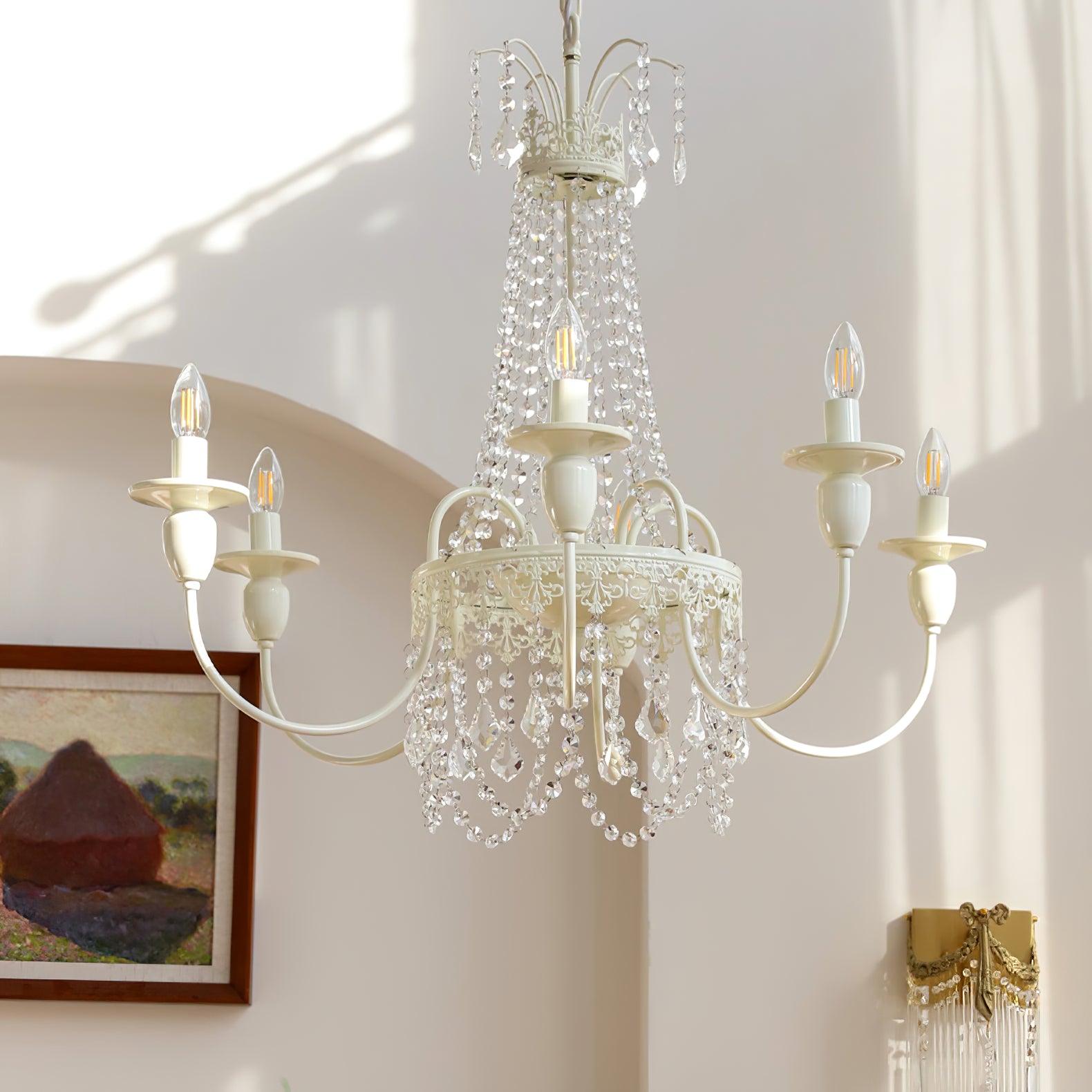 Lustra Chandelier Crystal Tassels-Neutral Decor