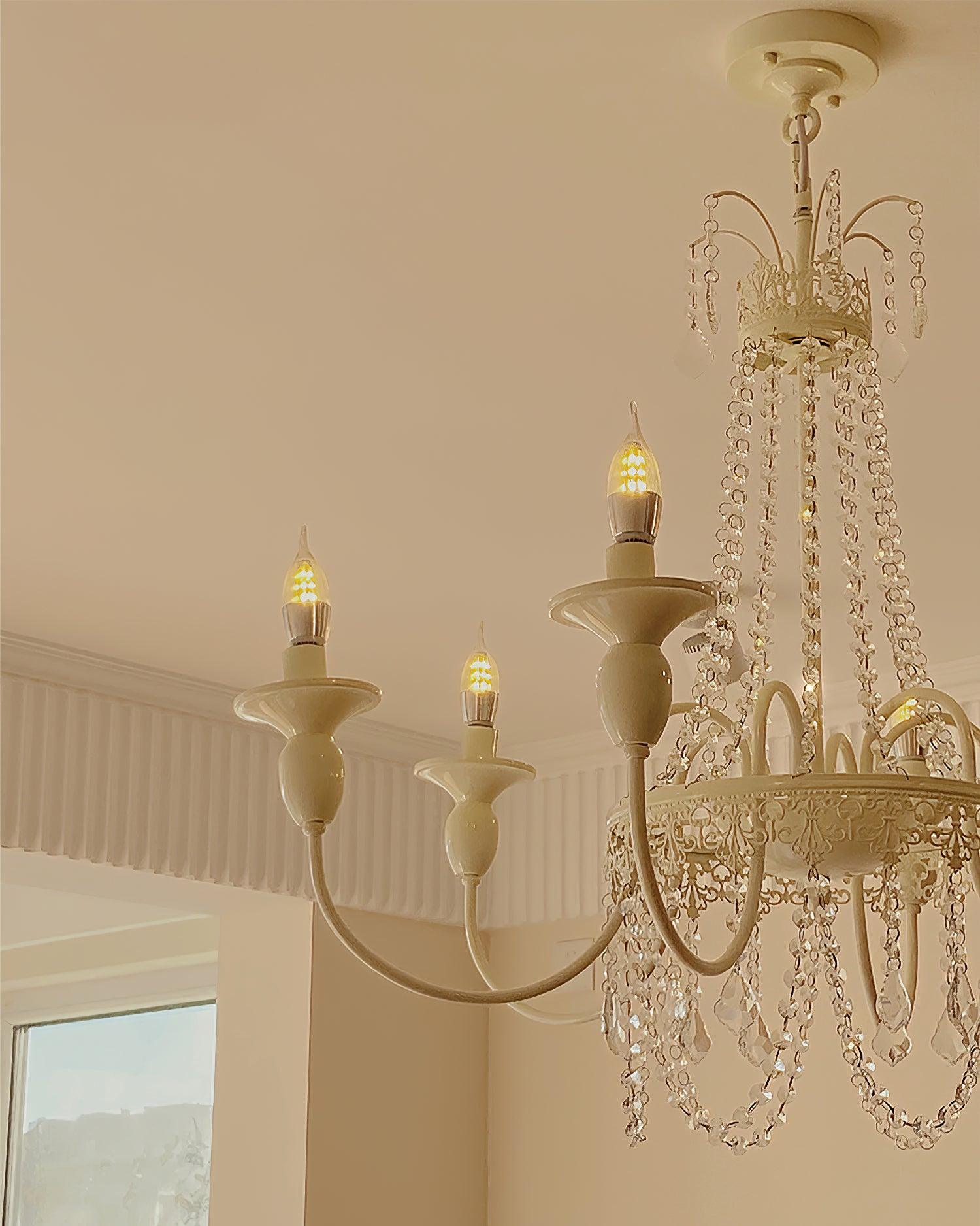 Lustra Chandelier Crystal Tassels-Neutral Decor