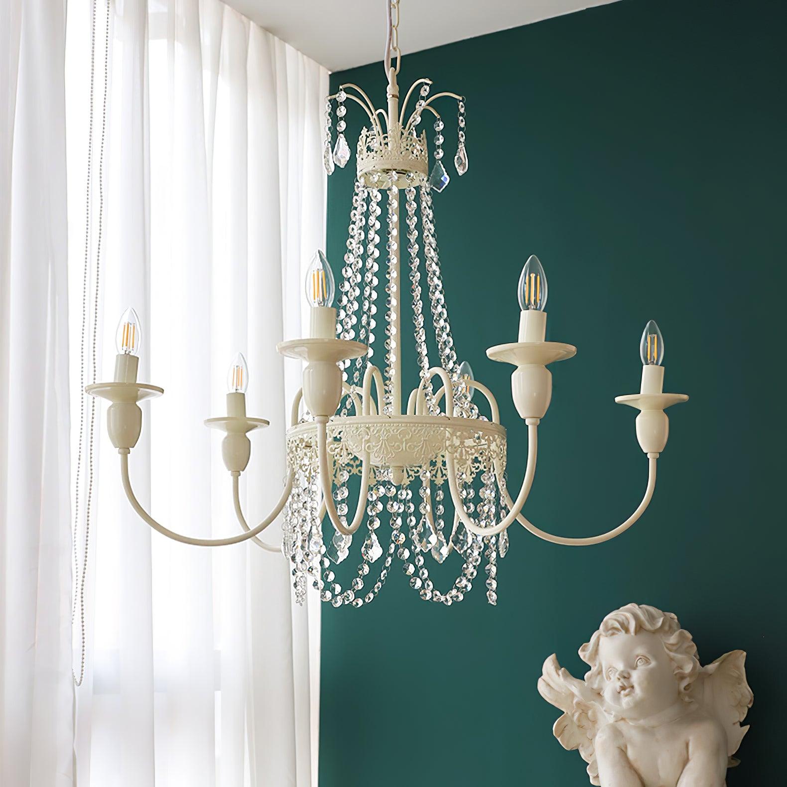 Lustra Chandelier Crystal Tassels-Neutral Decor