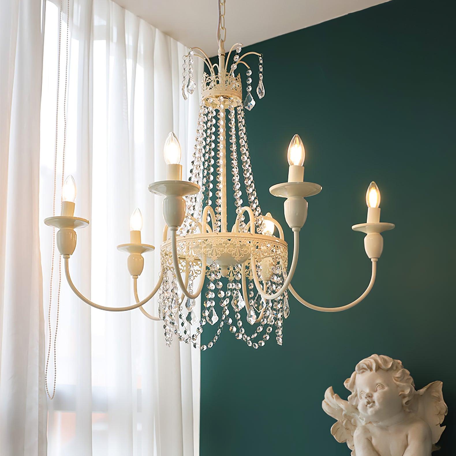 Lustra Chandelier Crystal Tassels-Neutral Decor