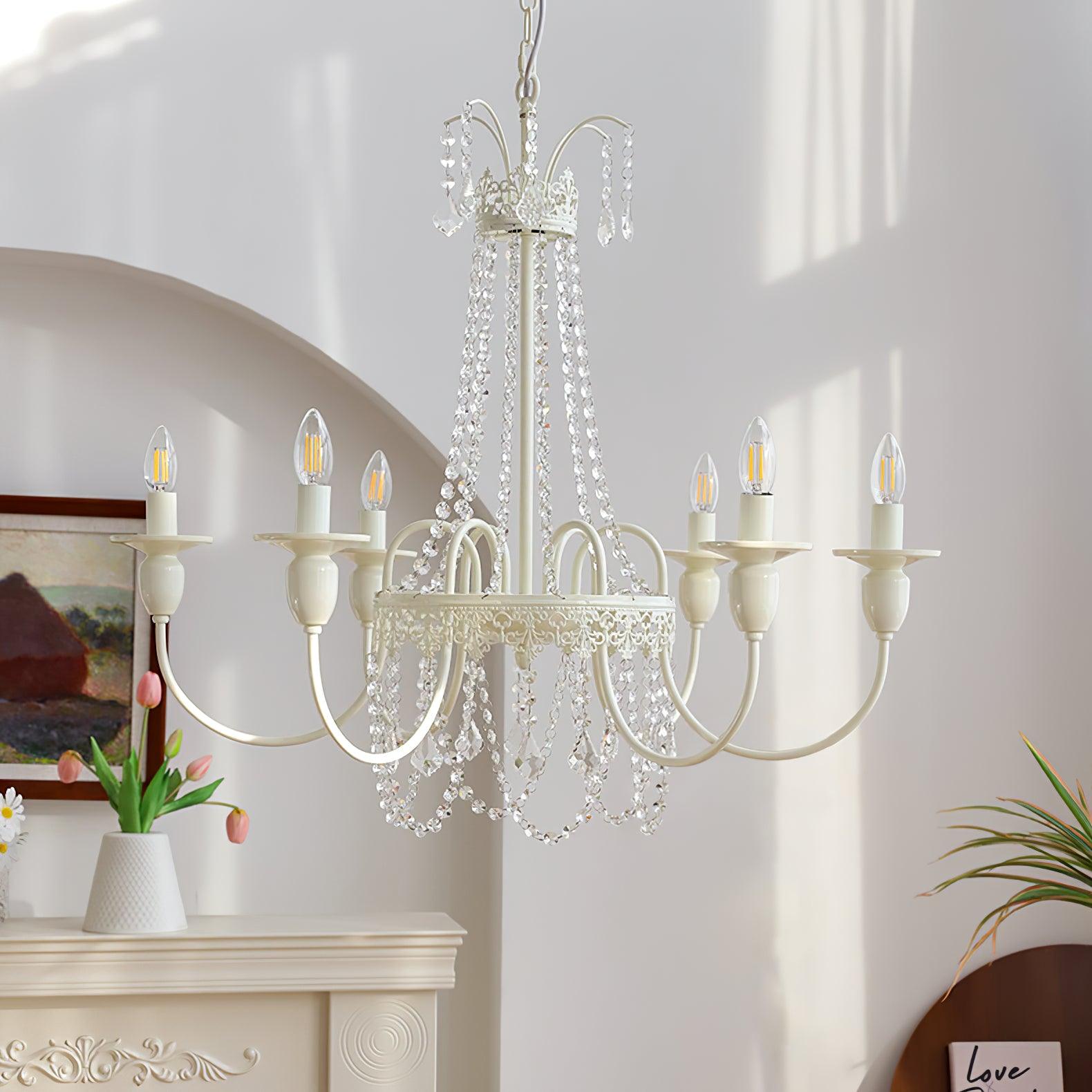 Lustra Chandelier Crystal Tassels-Neutral Decor