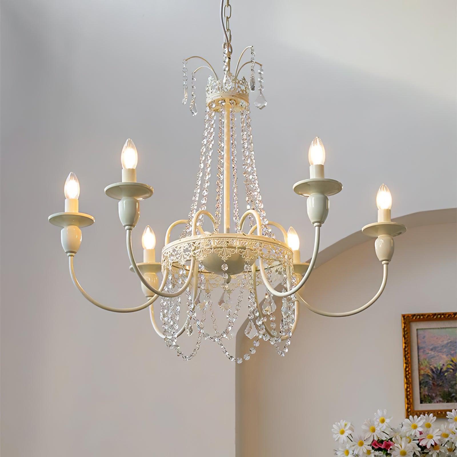 Lustra Chandelier Crystal Tassels-Neutral Decor