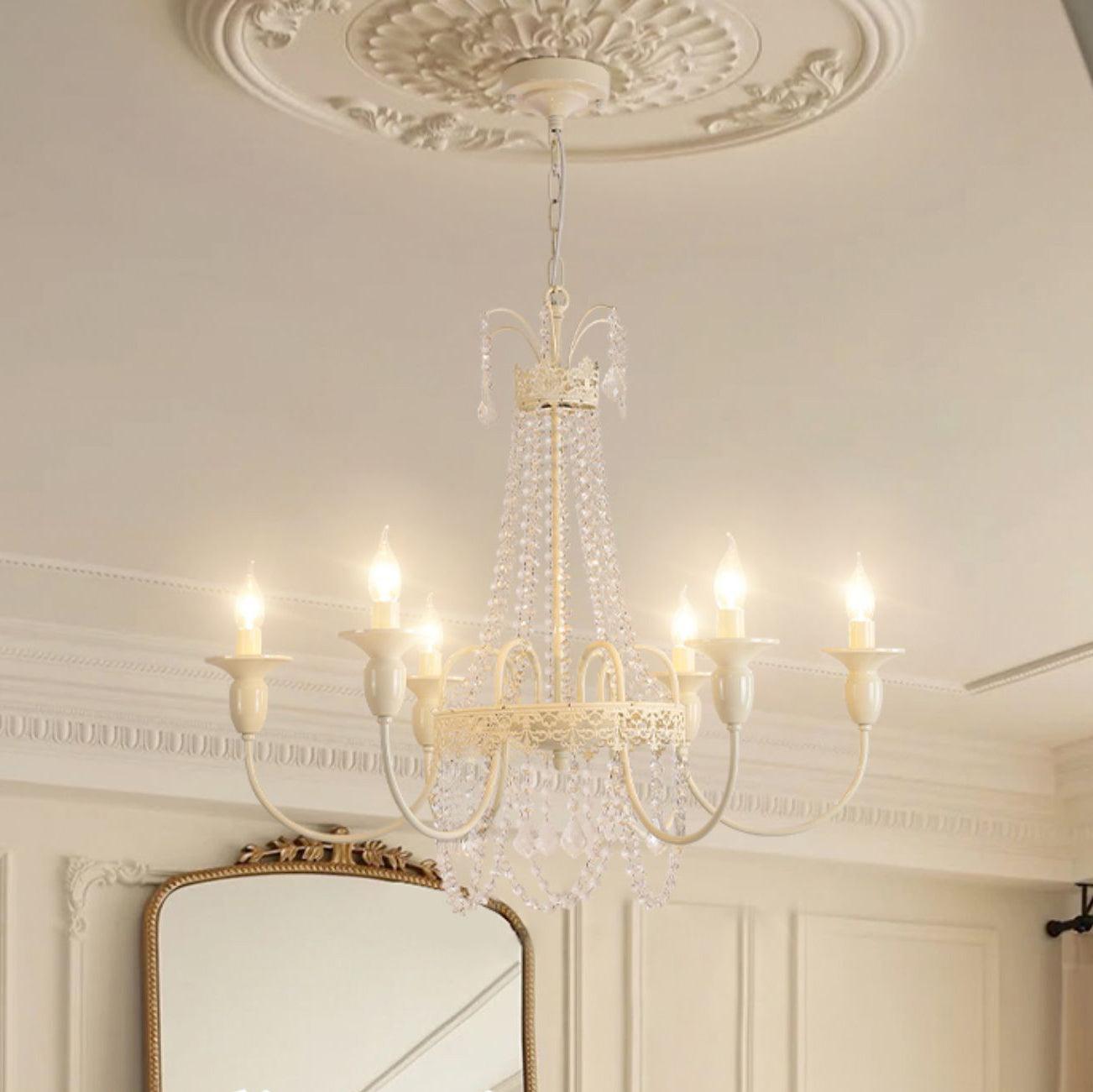Lustra Chandelier Crystal Tassels-Neutral Decor