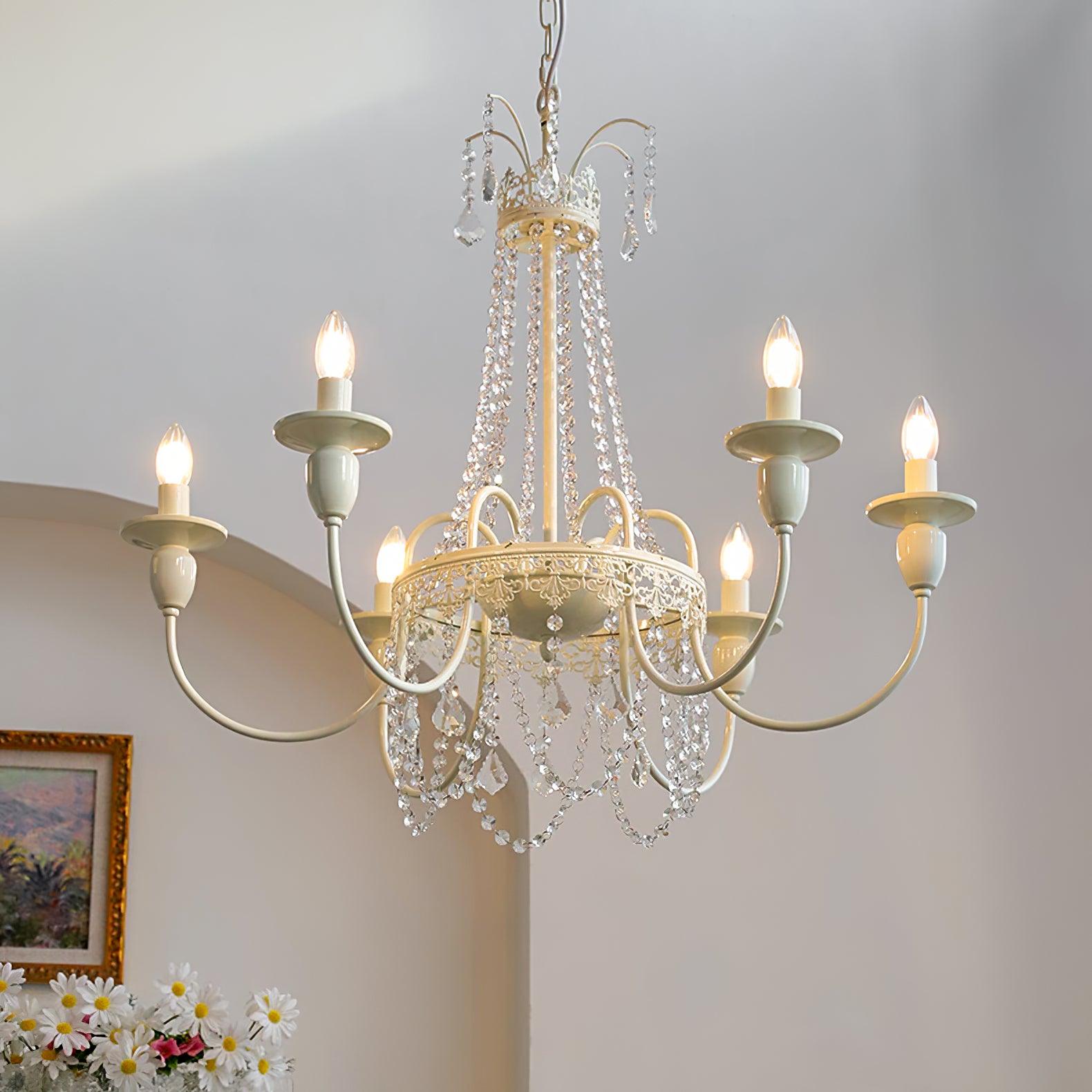Lustra Chandelier Crystal Tassels-Neutral Decor