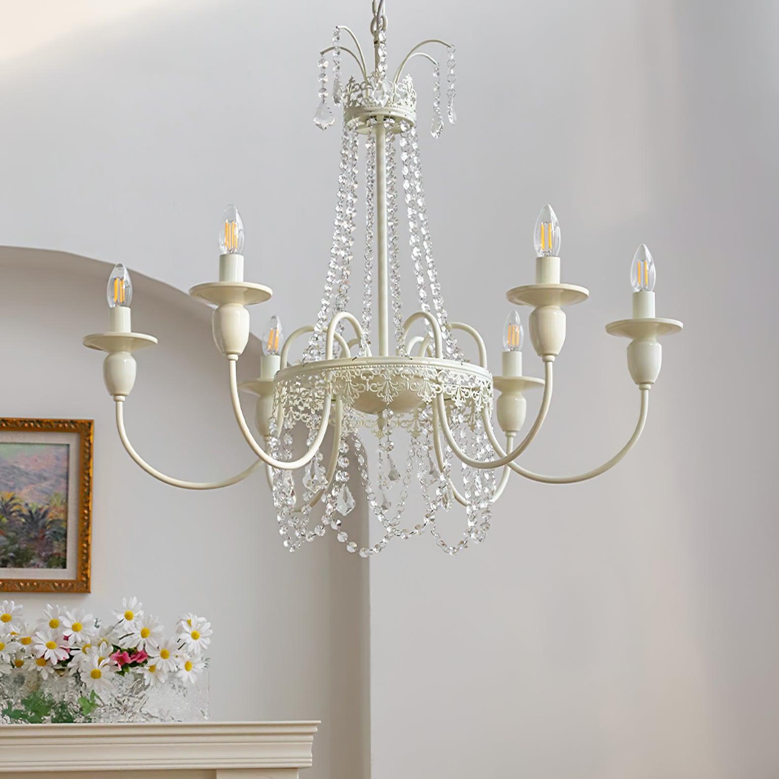 Lustra Chandelier Crystal Tassels-Neutral Decor