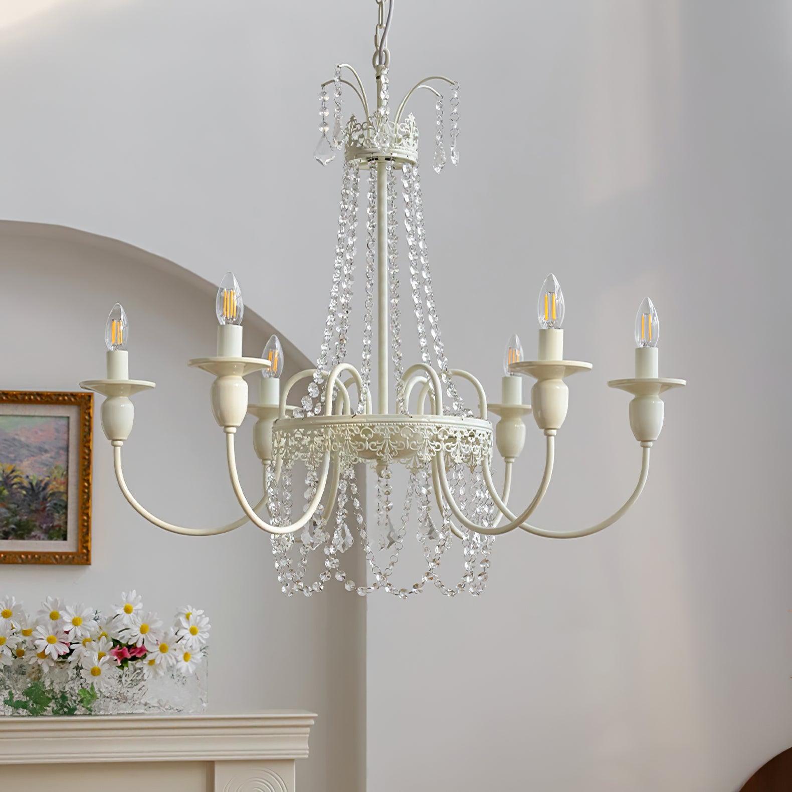 Lustra Chandelier Crystal Tassels-Neutral Decor