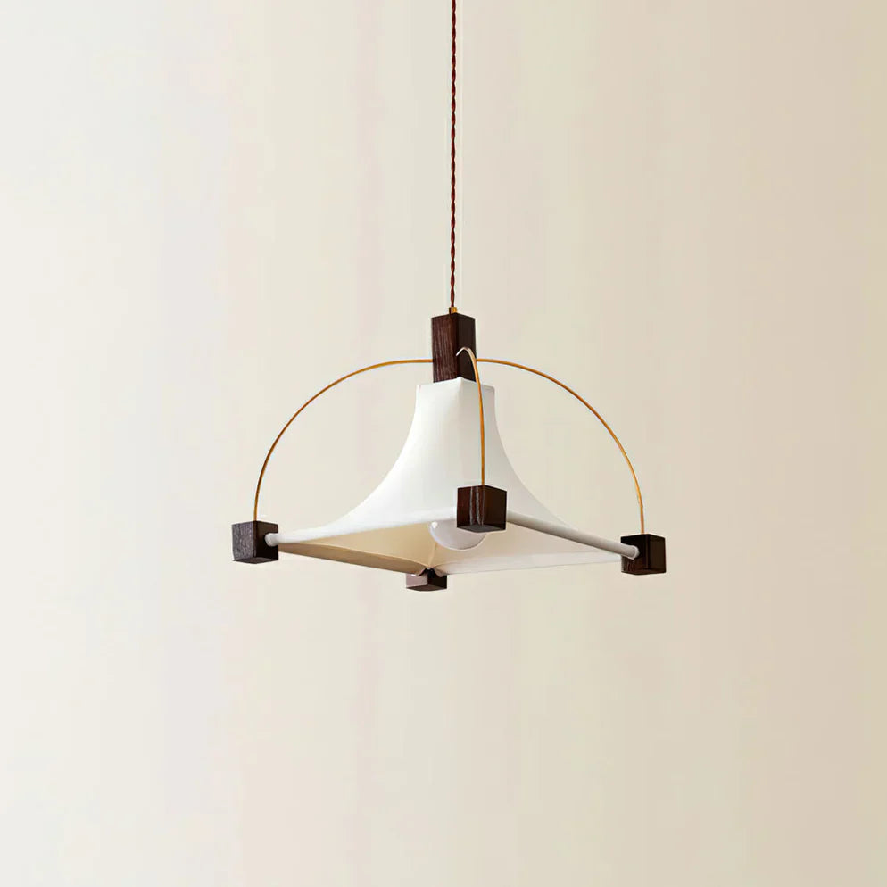 Close-up of the fabric shade on the Hood Pendant Light