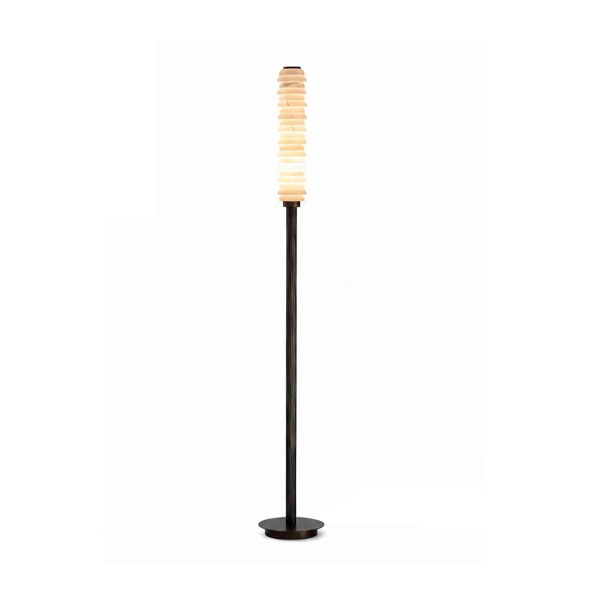 Payson Alabaster Floor Lamp in a minimalist living room.