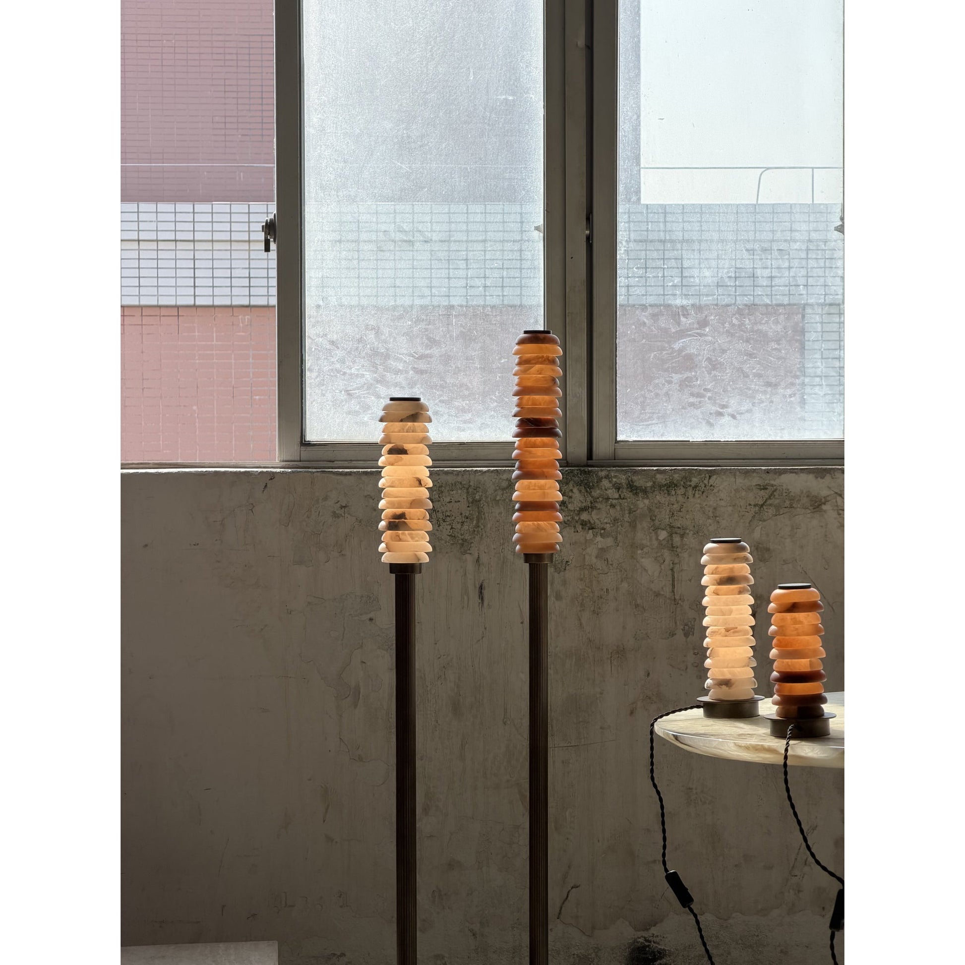 Payson Alabaster Floor Lamp in an entryway.