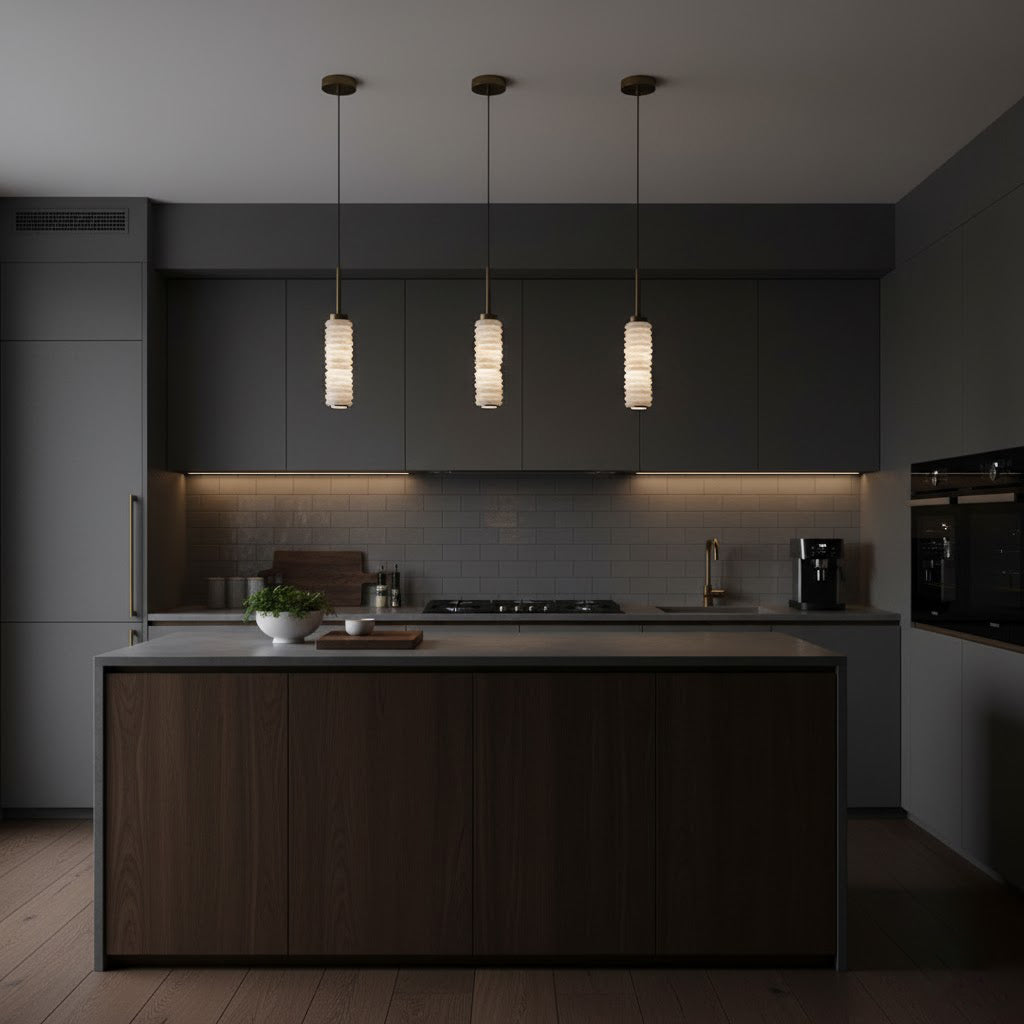 Unlit view of the pendant lamp showcasing the material texture.
