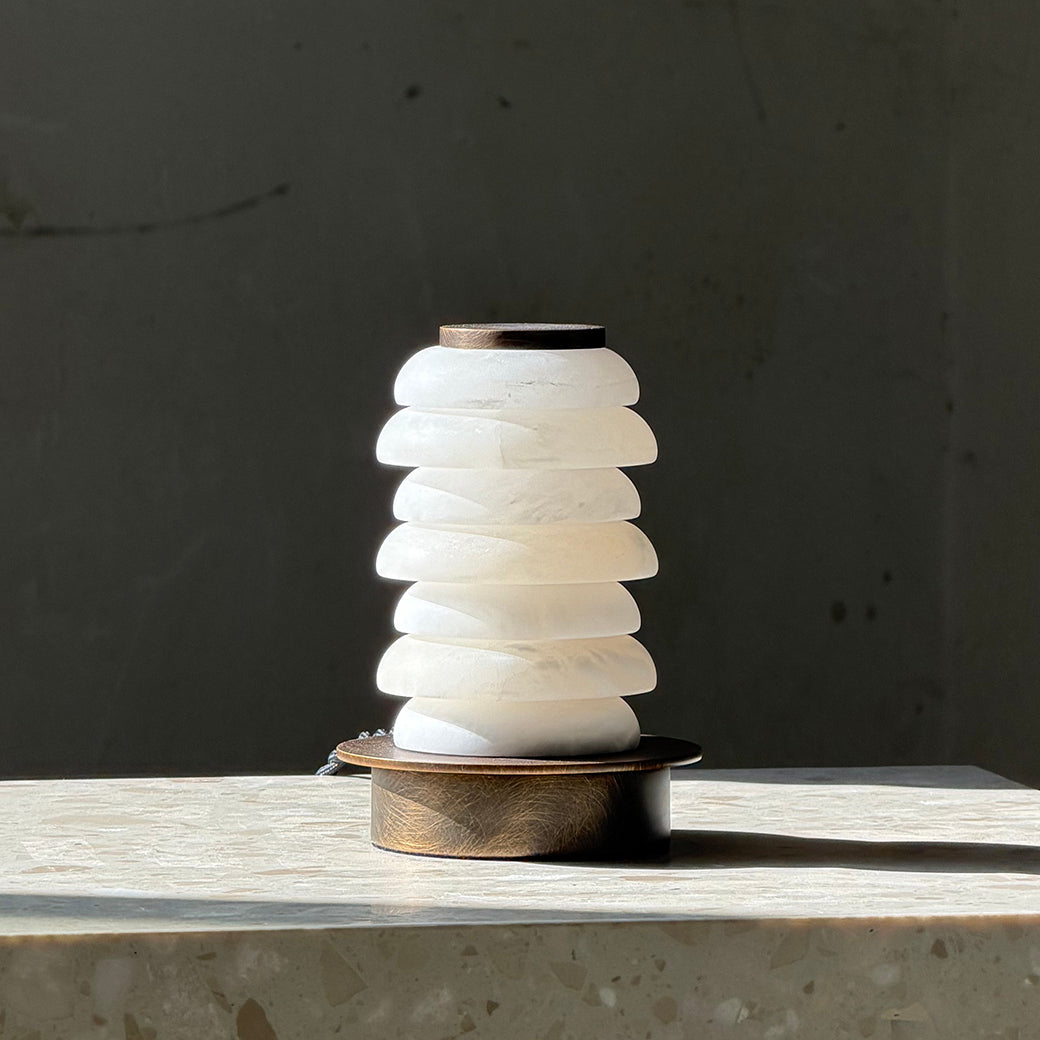 Lifestyle image showing the large lamp on a modern desk.