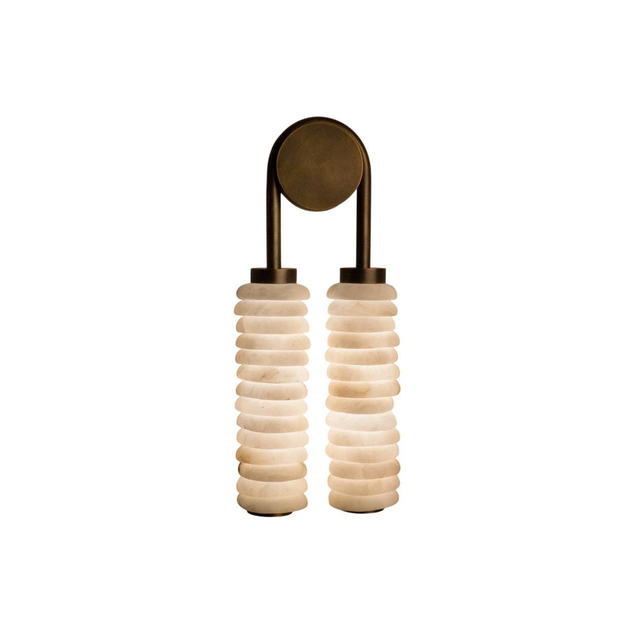 Payson Alabaster Wall Lamp with an antique brass finish.