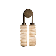 Payson Double Alabaster Wall Lamp in antique brass finish.