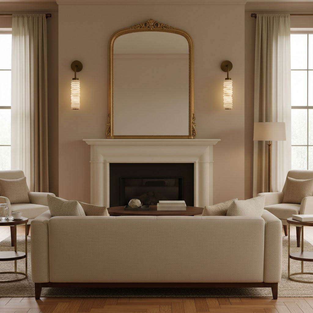 The Payson wall sconce installed in a hallway, providing accent lighting.