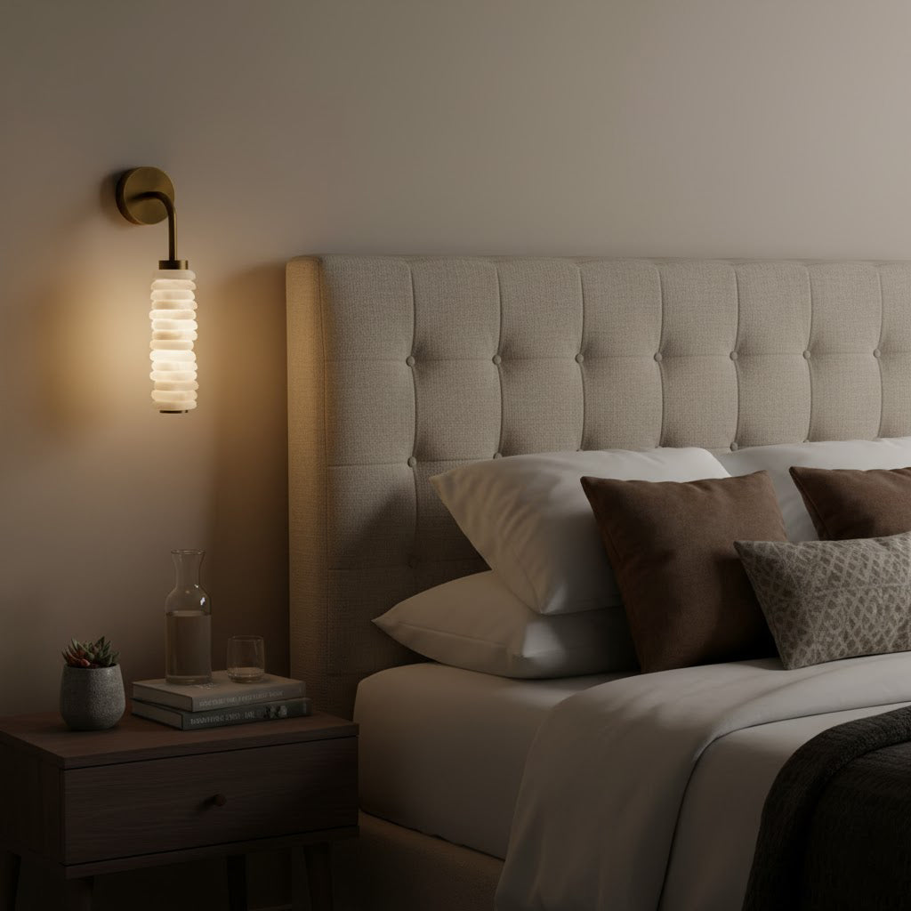 Payson Alabaster Wall Sconce in white finish.