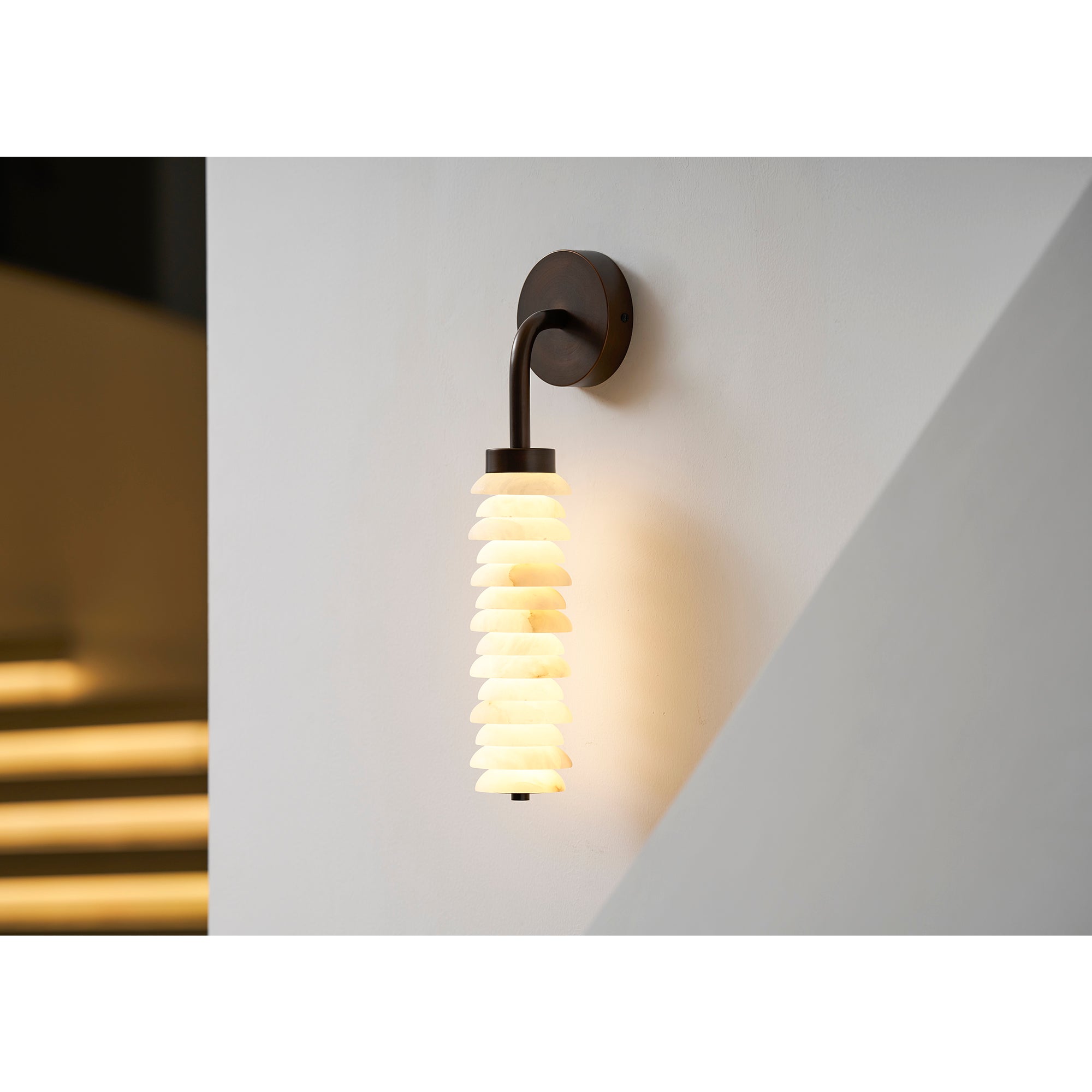 Angled view of the Payson Alabaster Wall Sconce.
