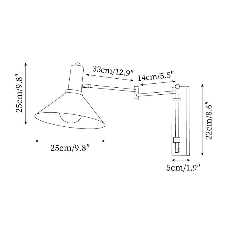 Wall Lamp Modern Adjustable Metal Arm Red Shade Reading Light
