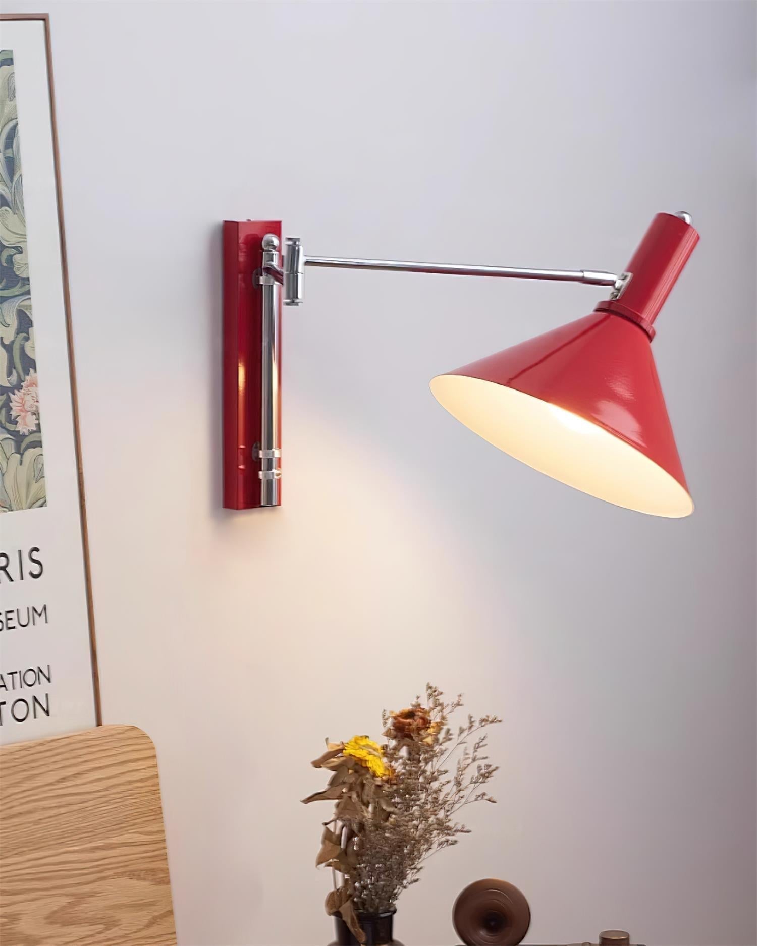 Peak Wall Lamp Adjustable Arm Red Reading-Neutral Decor