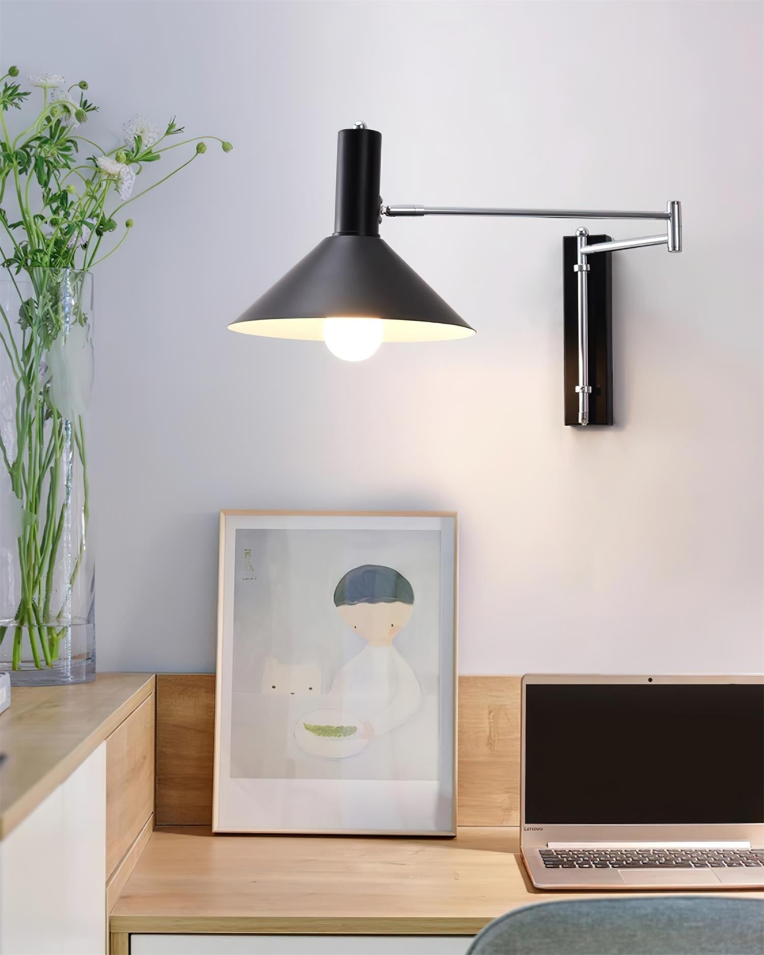 Peak Wall Lamp Adjustable Arm Red Reading-Neutral Decor