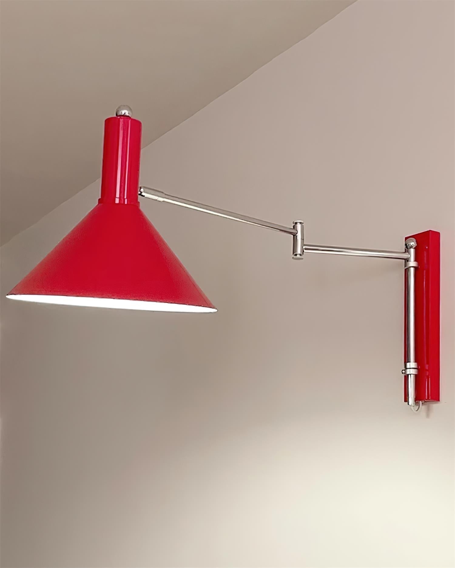 Peak Wall Lamp Adjustable Arm Red Reading-Neutral Decor