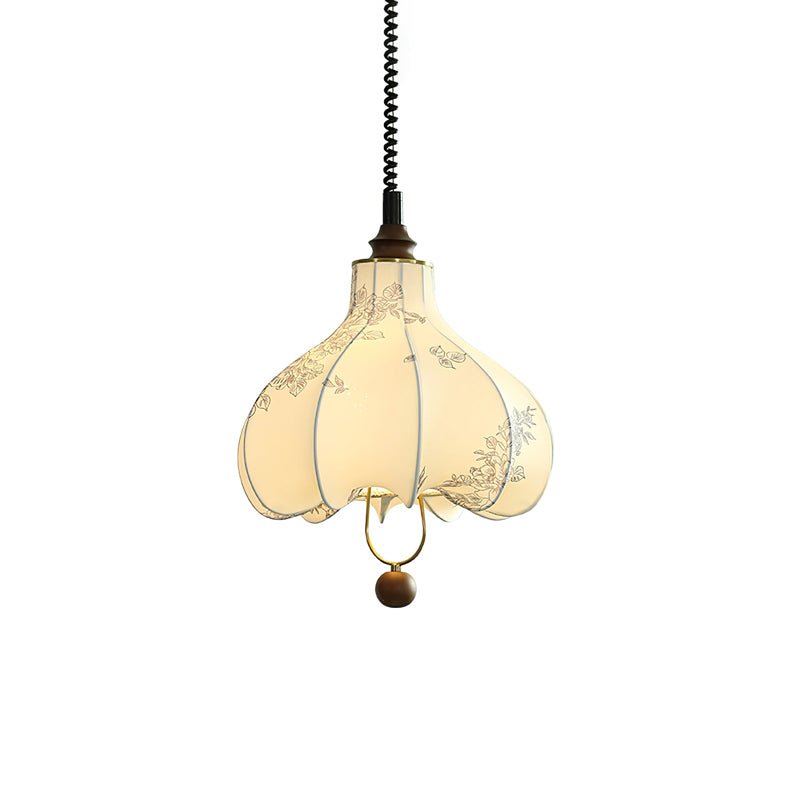 Lustra Pendant Lamp Pear Fabric Lantern for Living Room-Neutral Decor