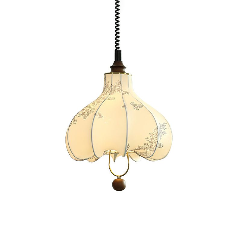 Lustra Pendant Lamp Pear Fabric Lantern for Living Room-Neutral Decor