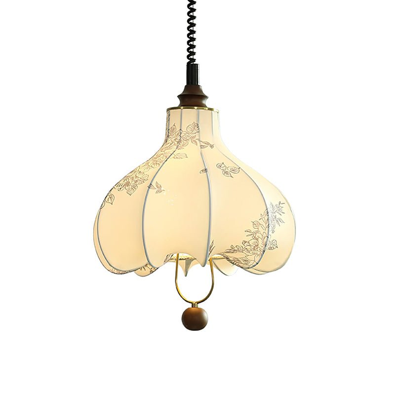 Lustra Pendant Lamp Pear Fabric Lantern for Living Room-Neutral Decor
