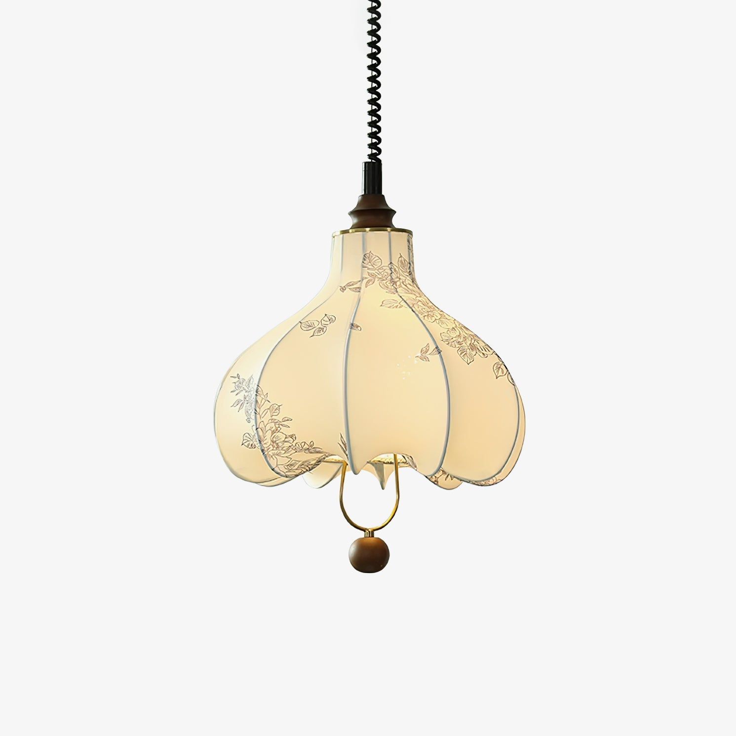 Lustra Pendant Lamp Pear Fabric Lantern for Living Room-Neutral Decor