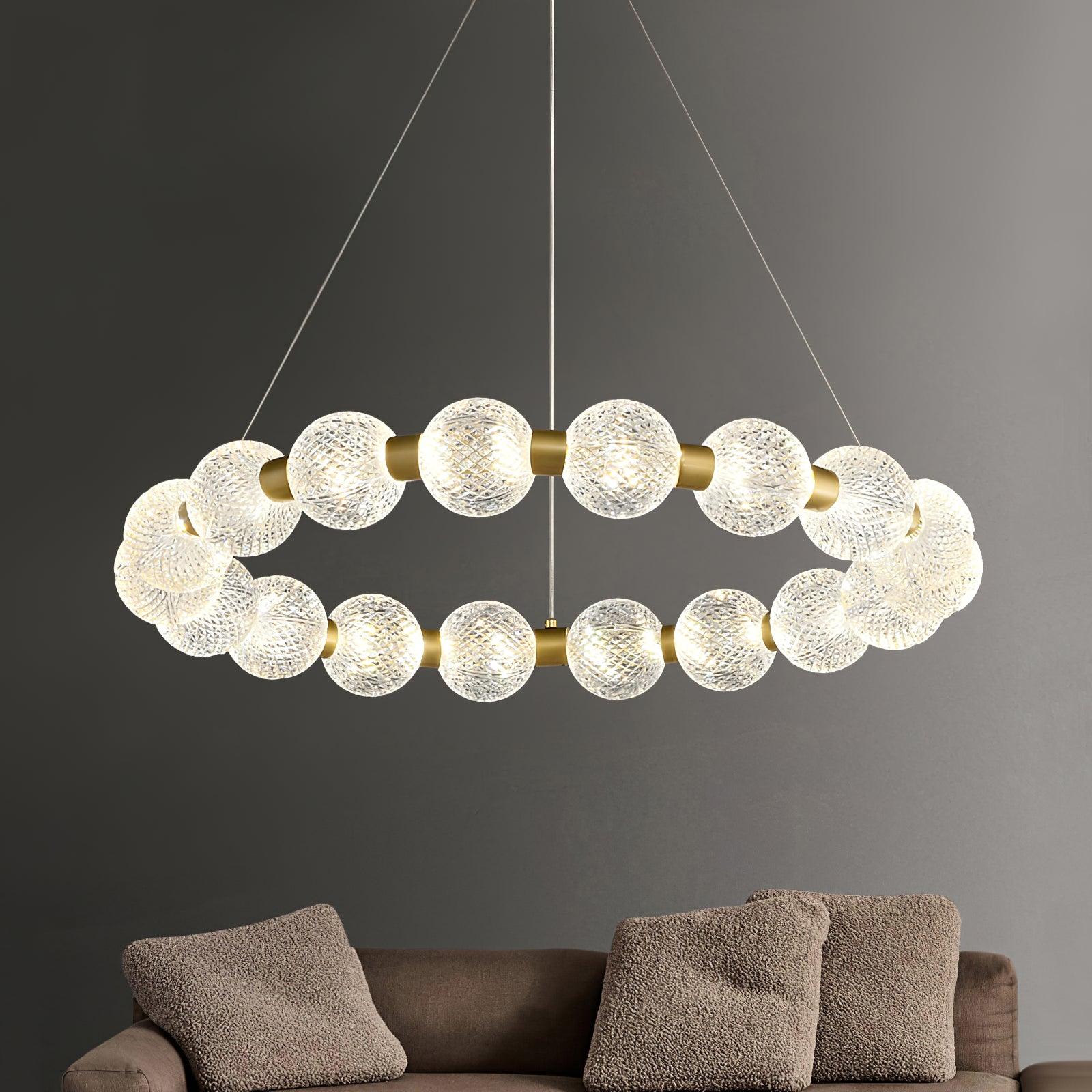 Lustra Chandelier Pearl Gold Ring Elegant-Neutral Decor