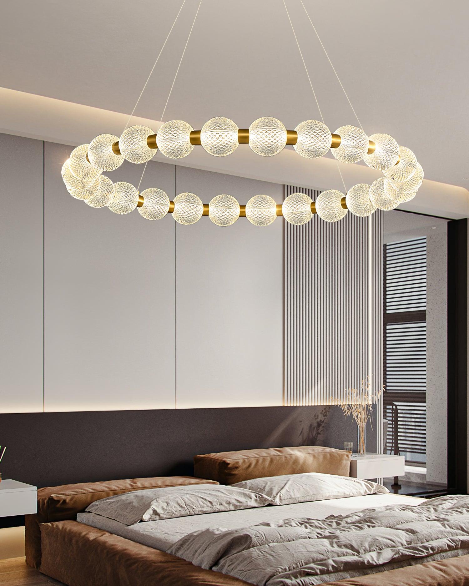Lustra Chandelier Pearl Gold Ring Elegant-Neutral Decor