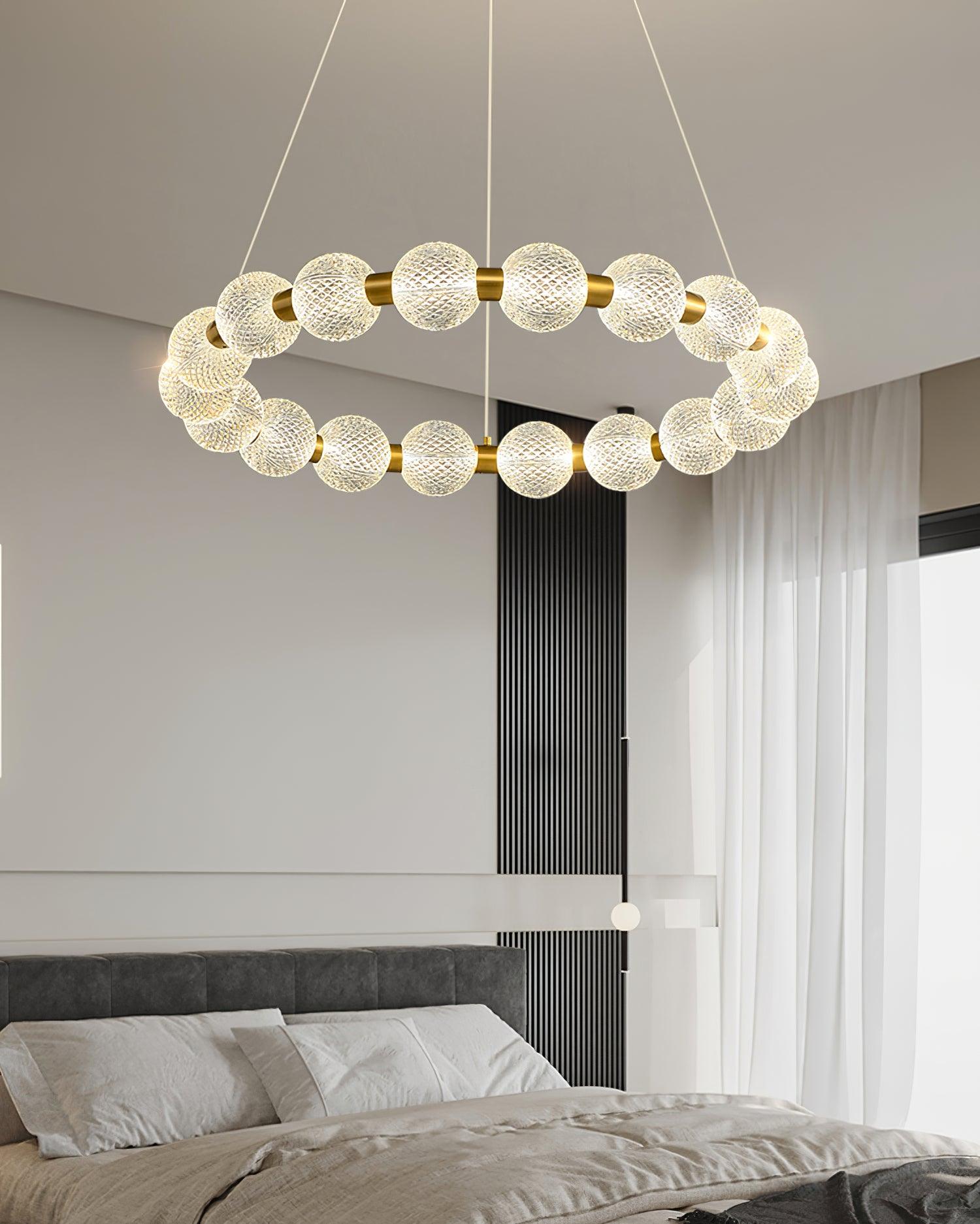 Lustra Chandelier Pearl Gold Ring Elegant-Neutral Decor