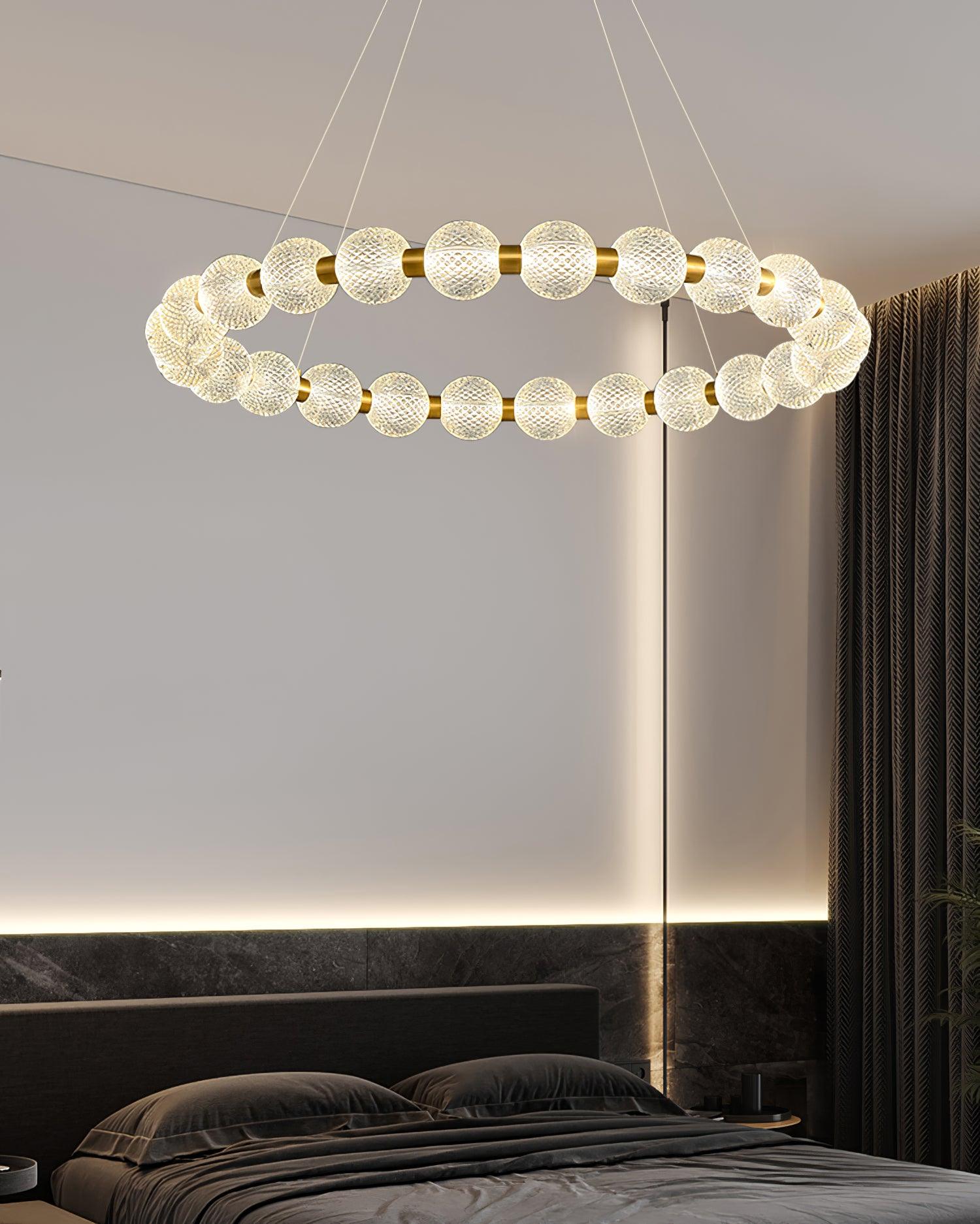 Lustra Chandelier Pearl Gold Ring Elegant-Neutral Decor