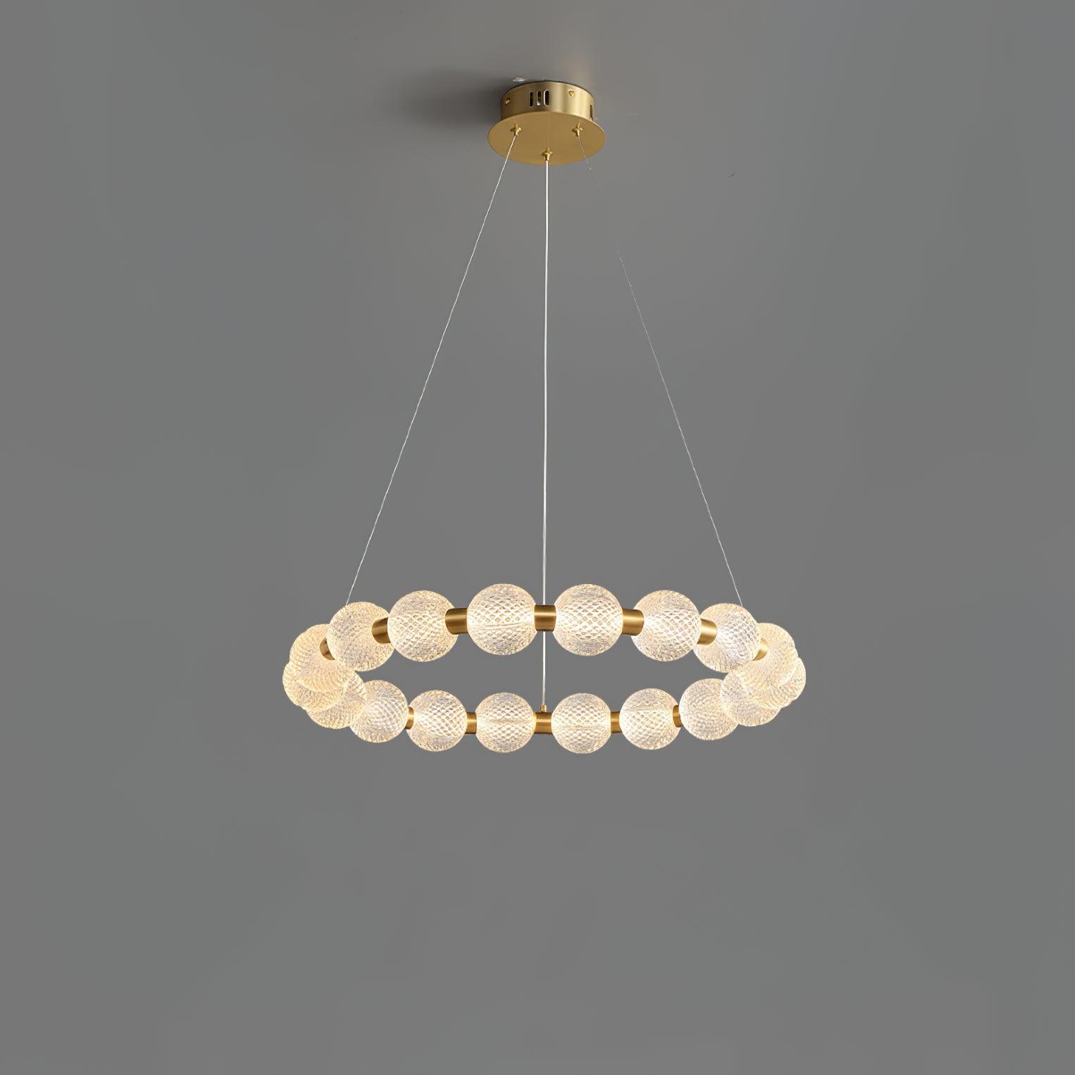 Lustra Chandelier Pearl Gold Ring Elegant-Neutral Decor